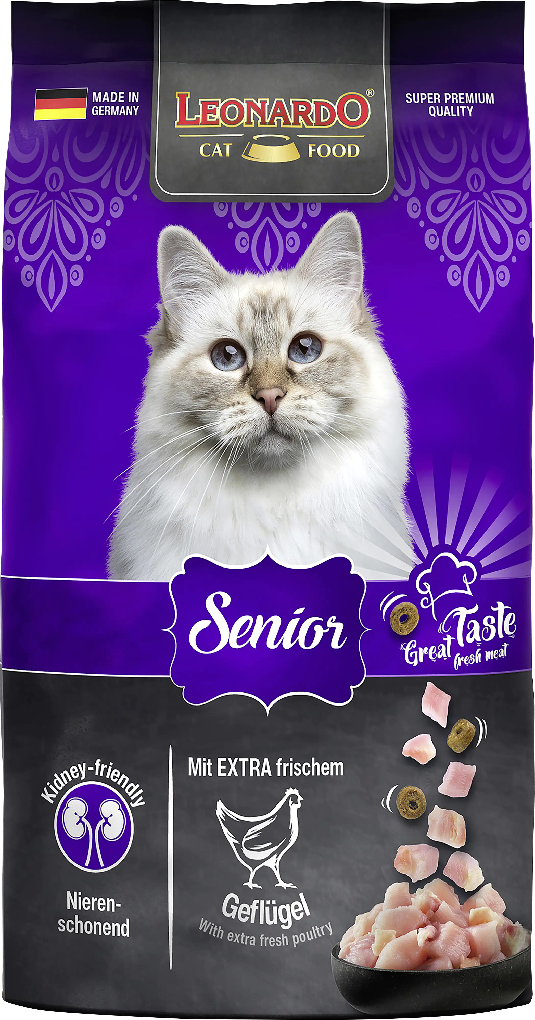 Leonardo Katzentrockenfutter  Leo Senior mit extra frischem Geflügel 300 g