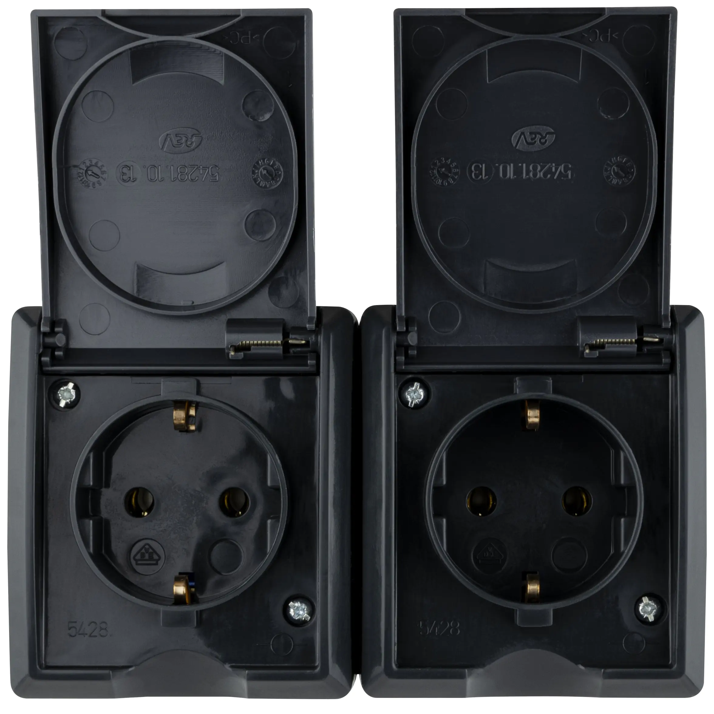 REV Steckdose Aufputz AquaForm, anthrazit, 2-fach