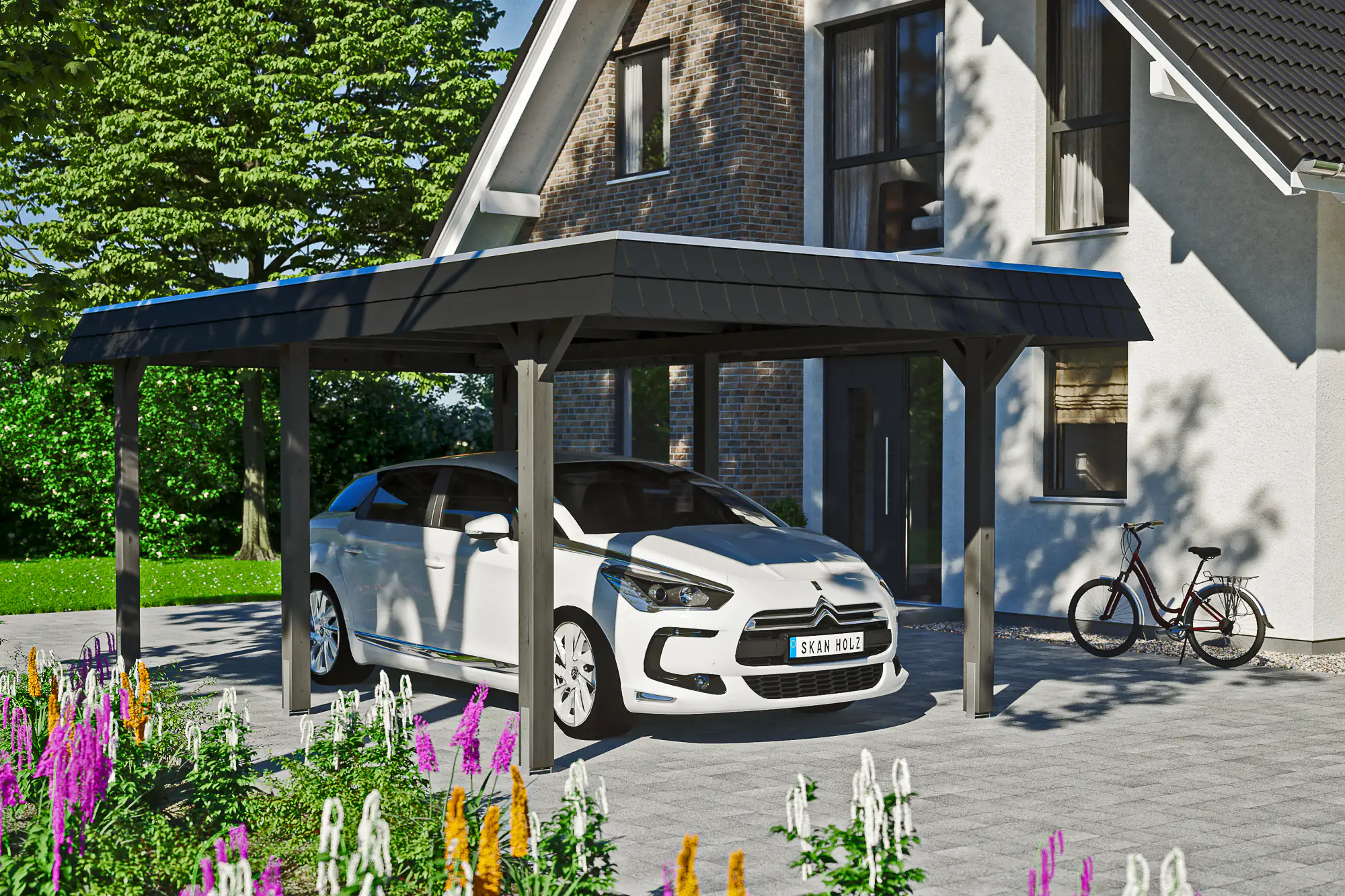 SKAN HOLZ Carport Wendland 362 x 628 cm mit EPDM-Dach