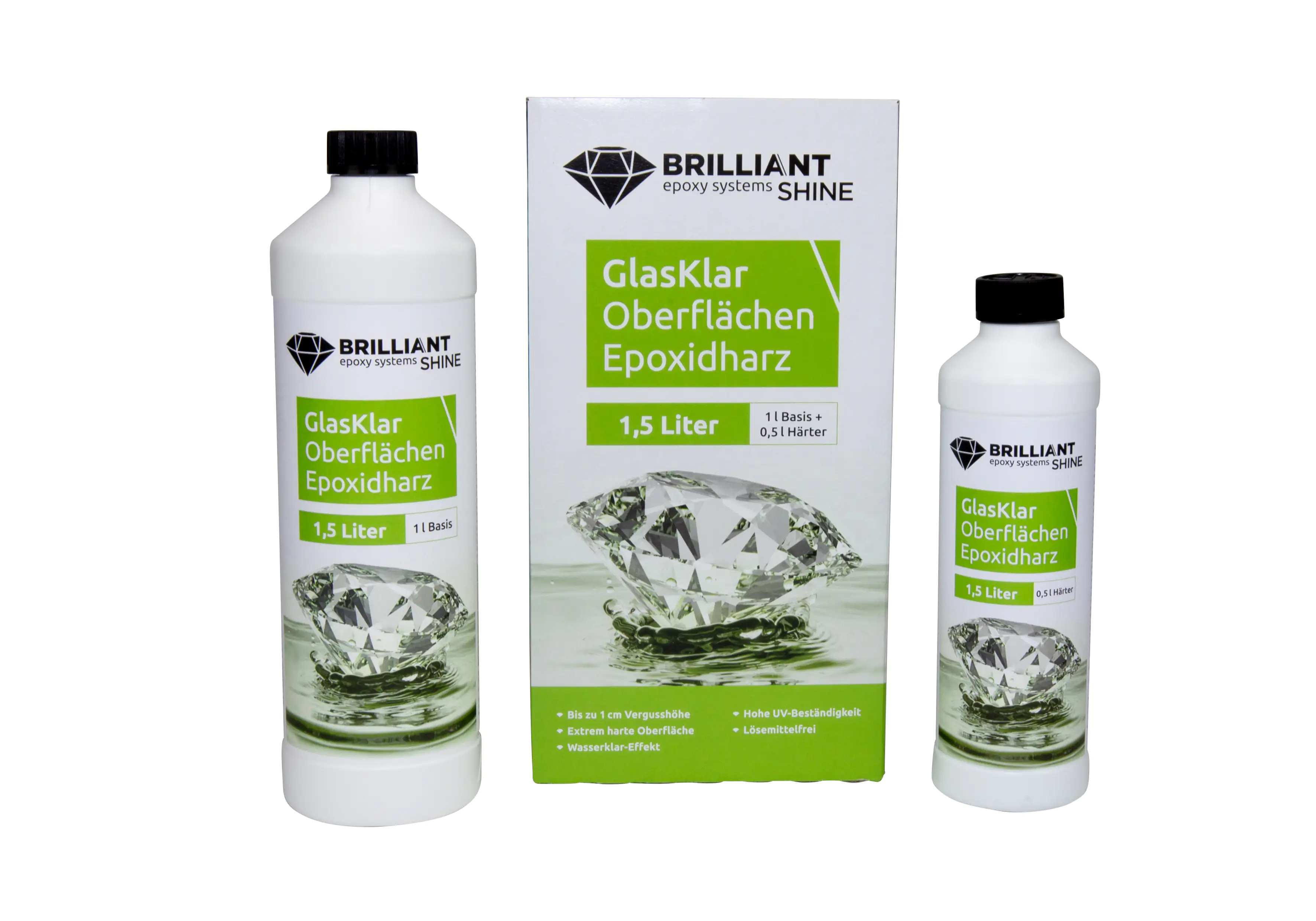 Brilliant Shine Oberflächen Epoxidharz Glasklar Epoxid A+B, 1,5L Brilliant Shine Oberflächen Epoxidharz Glasklar Epoxid A+B, 1,5L