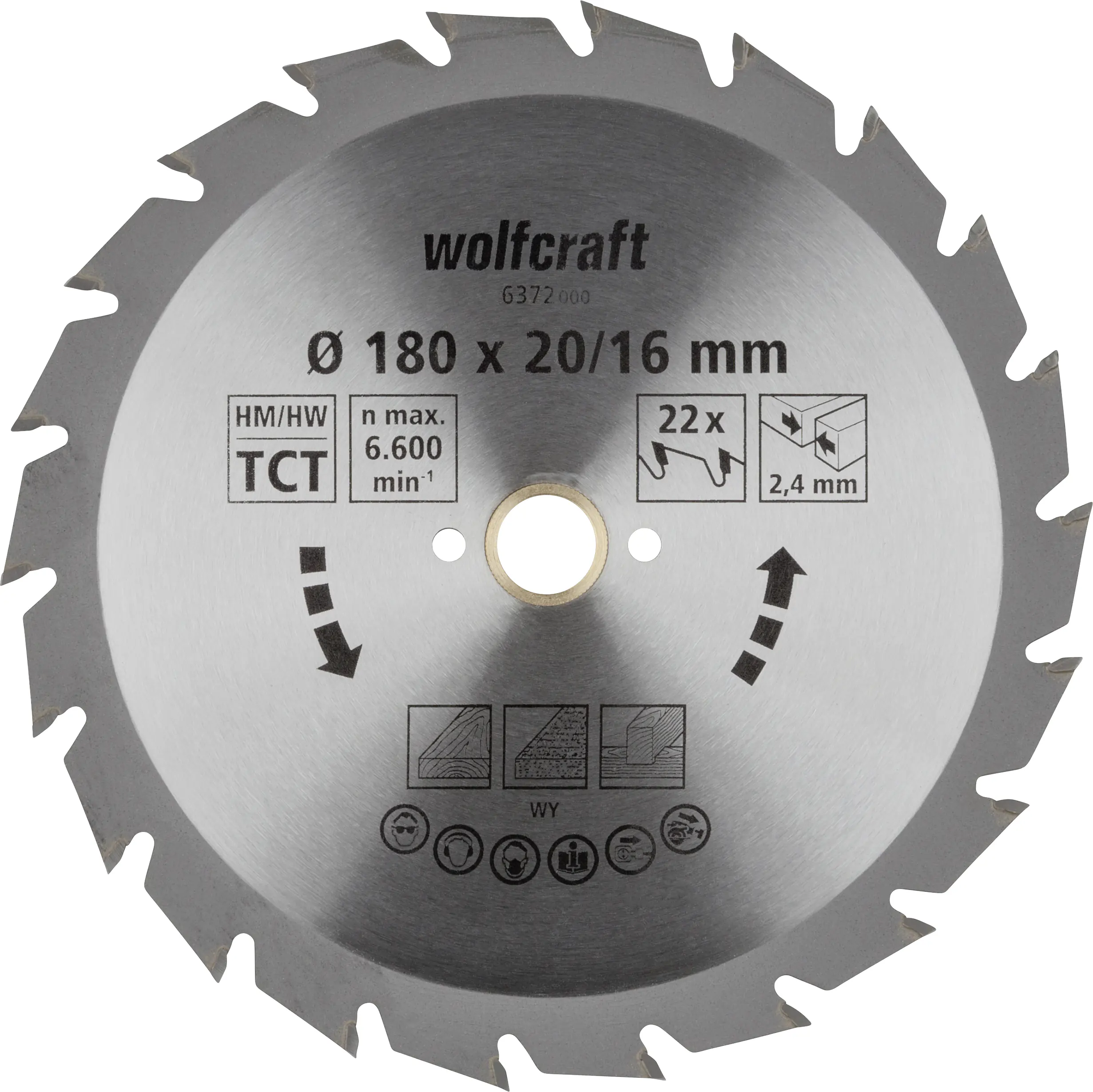 Wolfcraft Kreissägeblatt Serie grün Ø 180 mm Bohrung Ø 20 mm