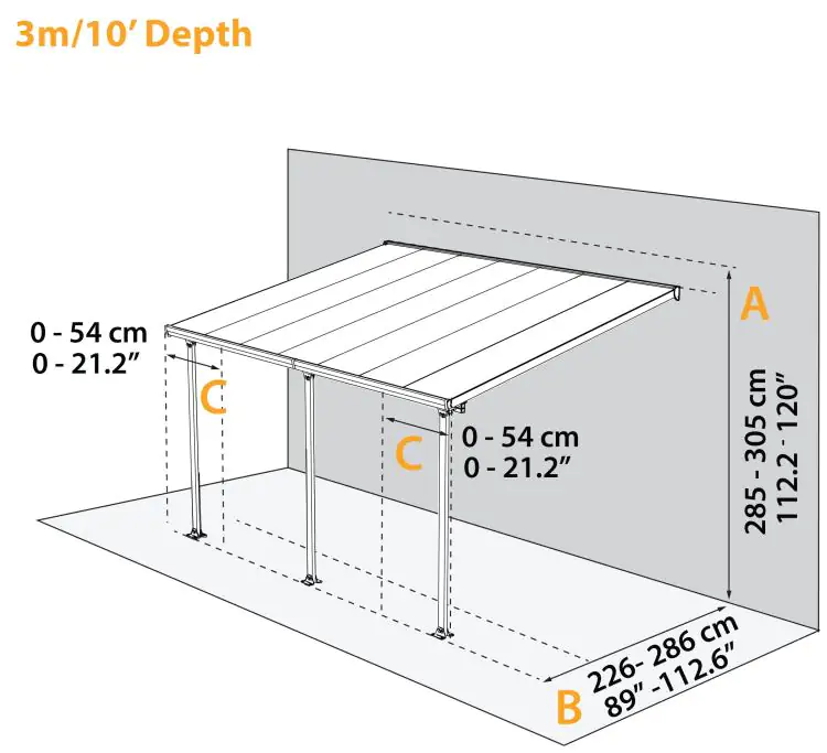 Canopia Terrassendach 1155 x 300 cm weiß