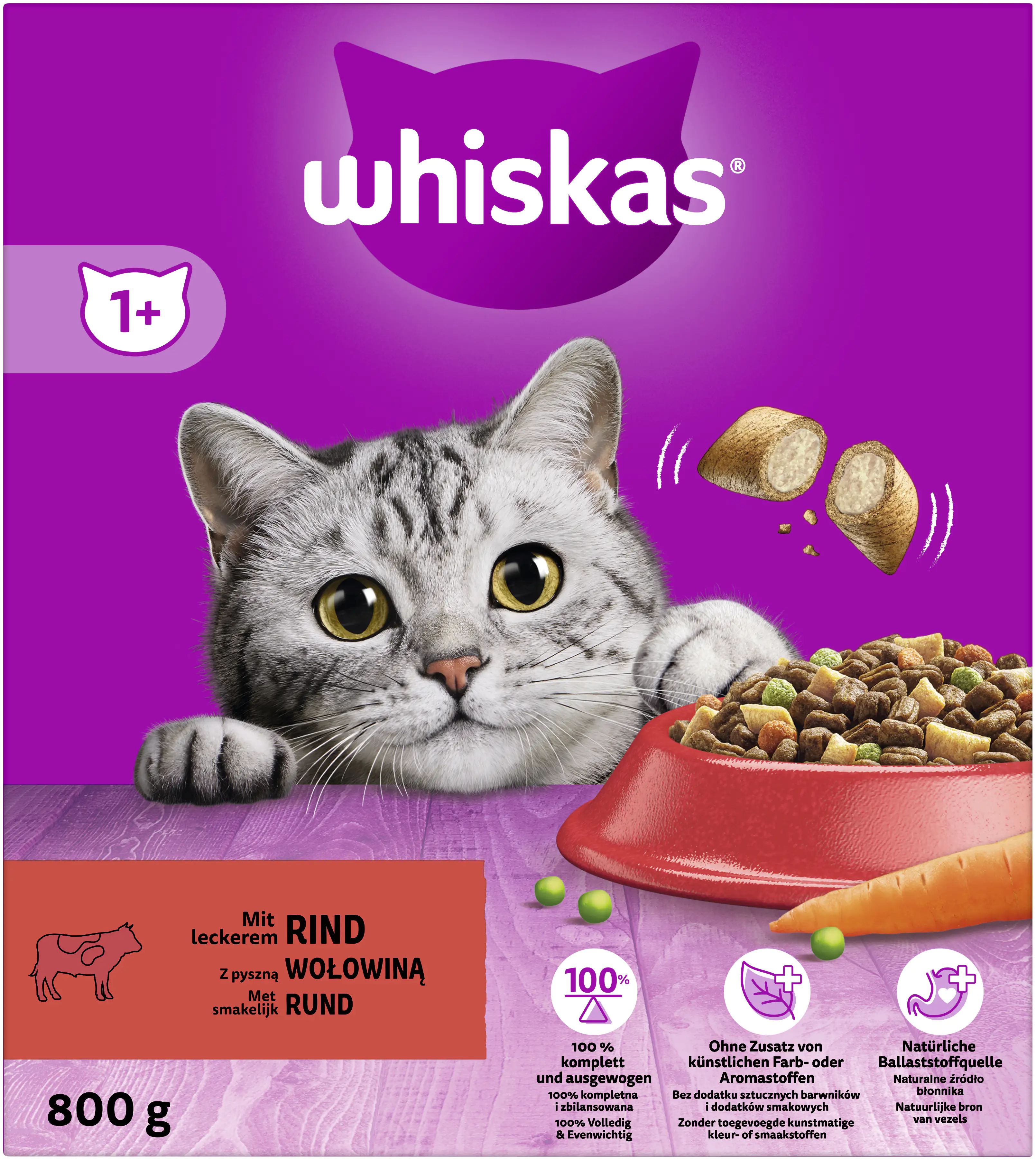 Whiskas Trockenfutter 1+ mit Rind 800 g Whiskas Trockenfutter 1+ mit Rind 800 g