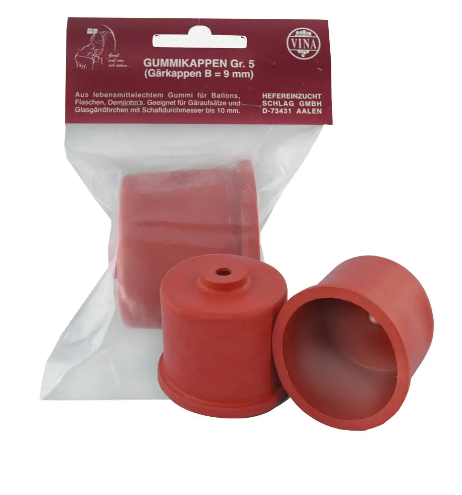 Gärkappe Gummi Gr.5 mit Loch Ø 59 mm 1 Stück, Ø 5,9 cm, 9 mm Bohrung Gärkappe Gummi Gr.5 mit Loch Ø 59 mm 1 Stück, Ø 5,9 cm, 9 mm Bohrung