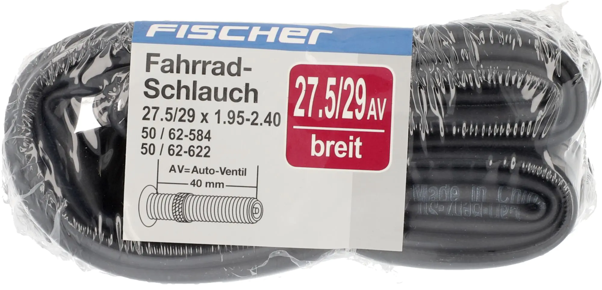 Fischer Fahrradschlauch (27,5/29 Zoll) 50-62/584/622 Autoventil schrumpf Fischer Fahrradschlauch (27,5/29 Zoll) 50-62/584/622 Autoventil schrumpf