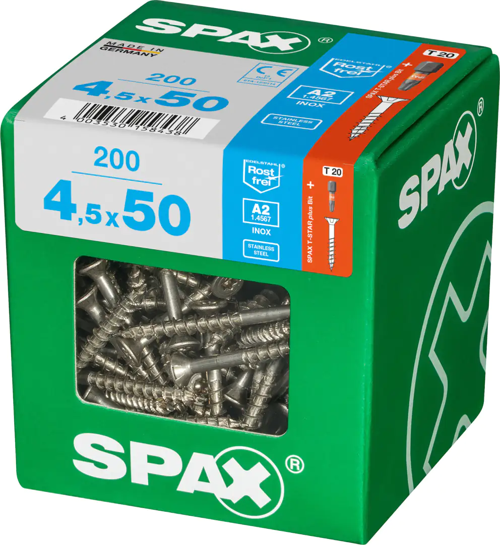 Spax Universalschrauben 4.5 x 50 mm TX 20 - 200 Stk. Spax Universalschrauben 4.5 x 50 mm TX 20 - 200 Stk.