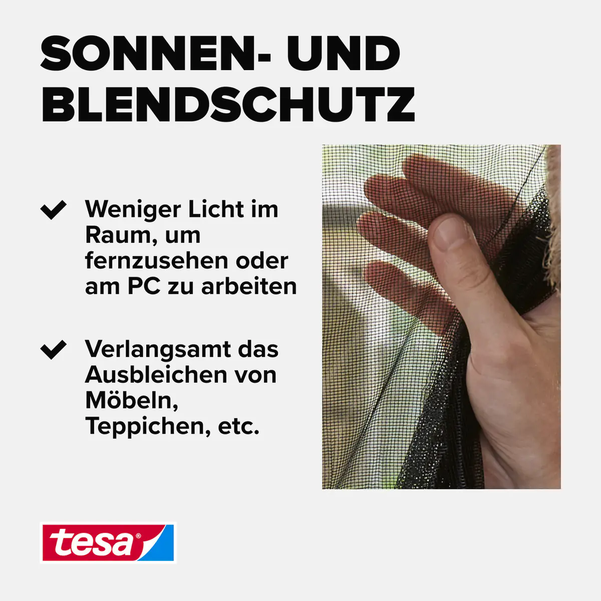 tesa Insektenschutz-Fenster SUN PROTECT 130 x 150 cm anthrazit