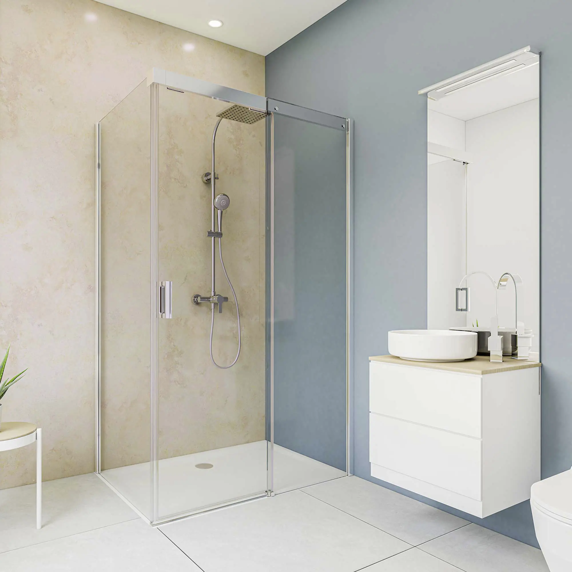 Breuer Duschrückwand Hochglanz Sandstein beige Dekor 100 x 255 x 0,3 cm