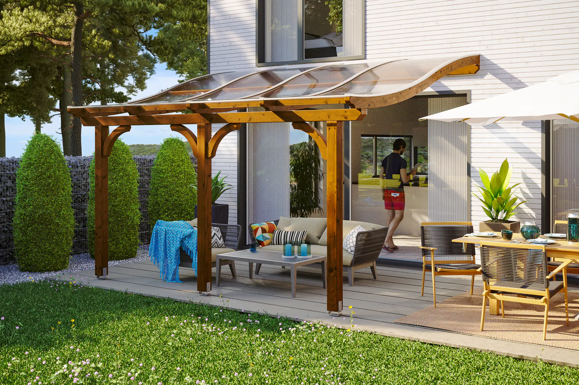 SKAN HOLZ Terrassenüberdachung Venezia 434 x 339 cm Leimholz