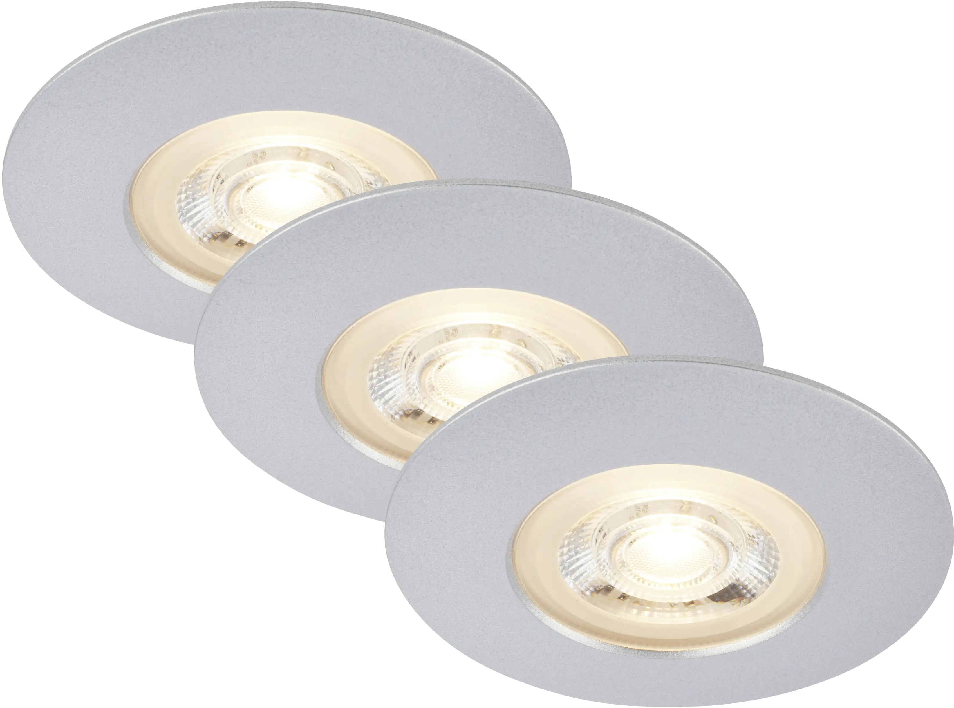 Di-Ka LED Einbauleuchte Kulana 3er Set chrom-matt Ø 9 cm 4,9W, warmweiß Di-Ka LED Einbauleuchte Kulana 3er Set chrom-matt Ø 9 cm 4,9W, warmweiß