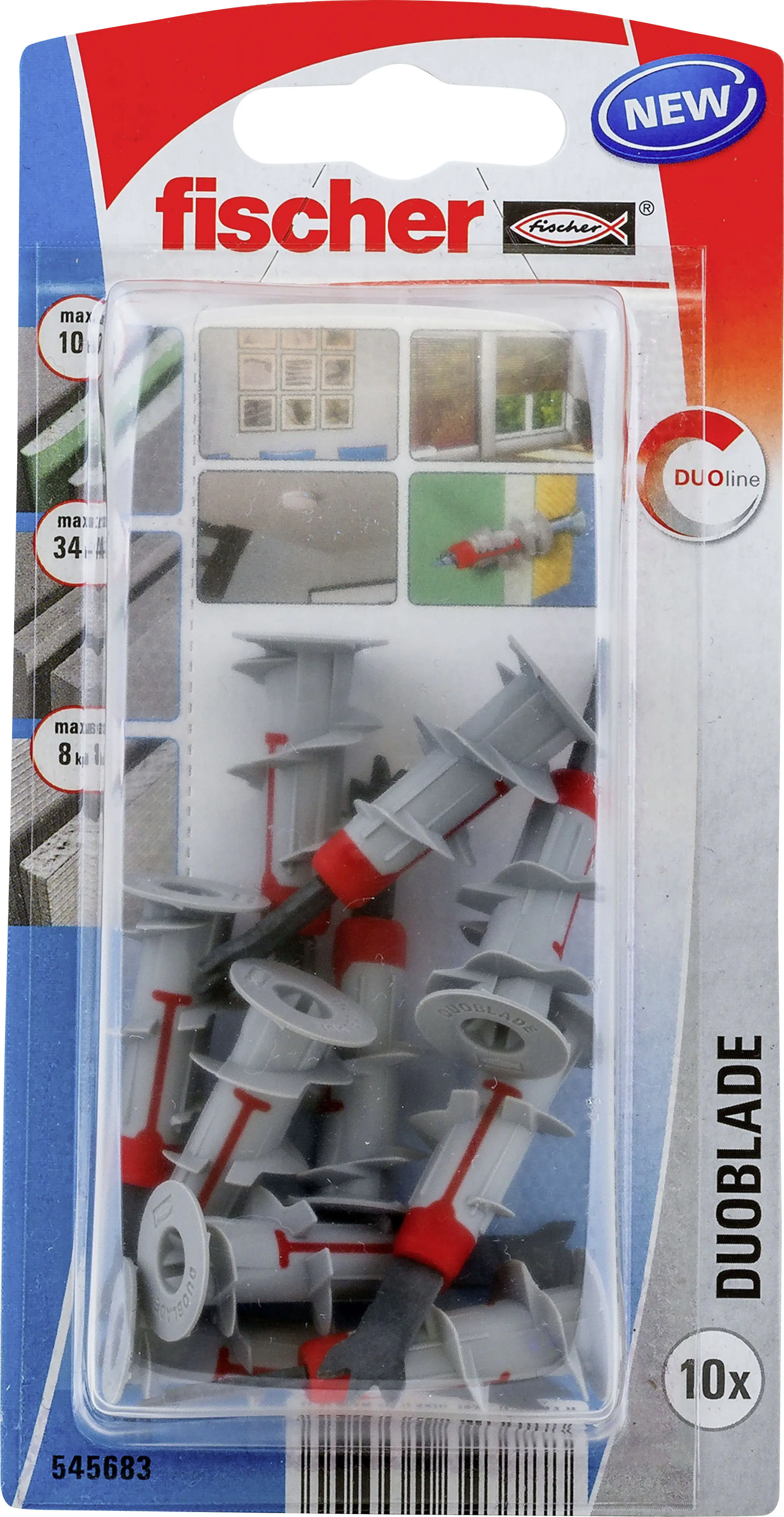 Fischer Gipskartondübel-Set DuoBlade S 8 x 44 mm mit Schraube - 10 Stück