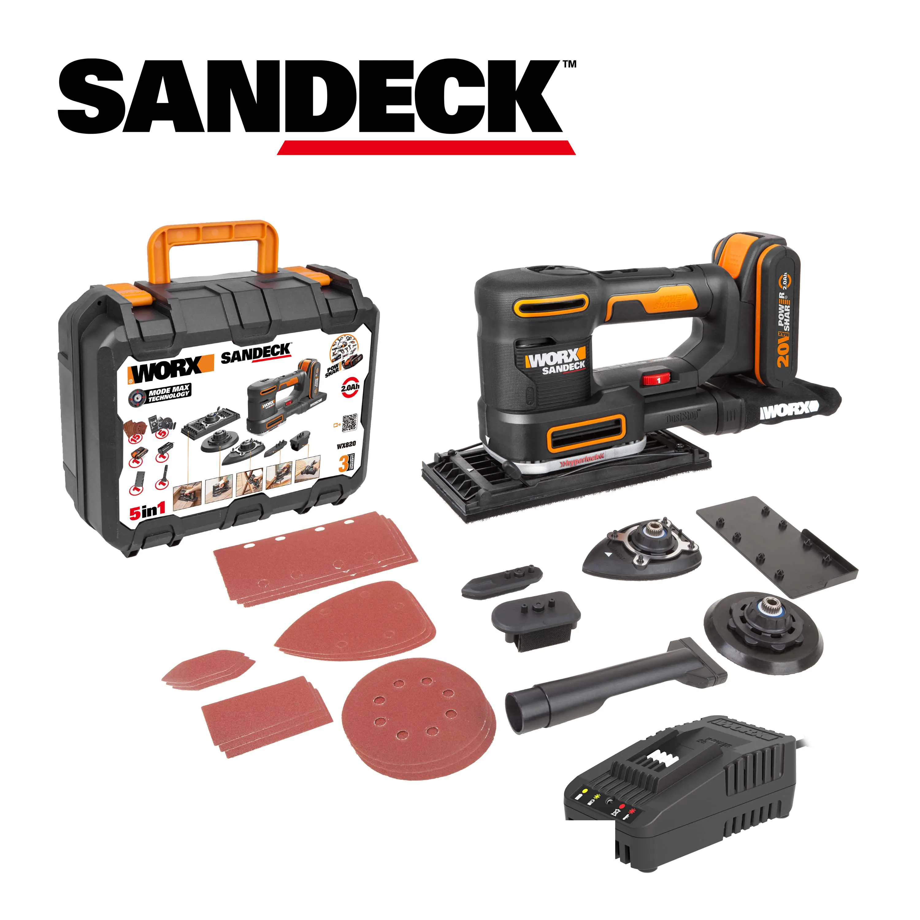 Worx Akku-Multischleifer Sonicrafter WX820 20 V inkl. Akku 2 Ah & Ladegerät Worx Akku-Multischleifer Sonicrafter WX820 20 V inkl. Akku 2 Ah & Ladegerät