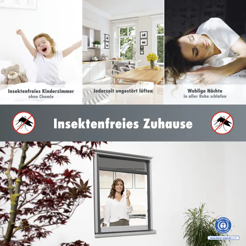 Primaster Fliegenschutz-Rollo 130 x 160 cm anthrazit/anthrazit kürzbar