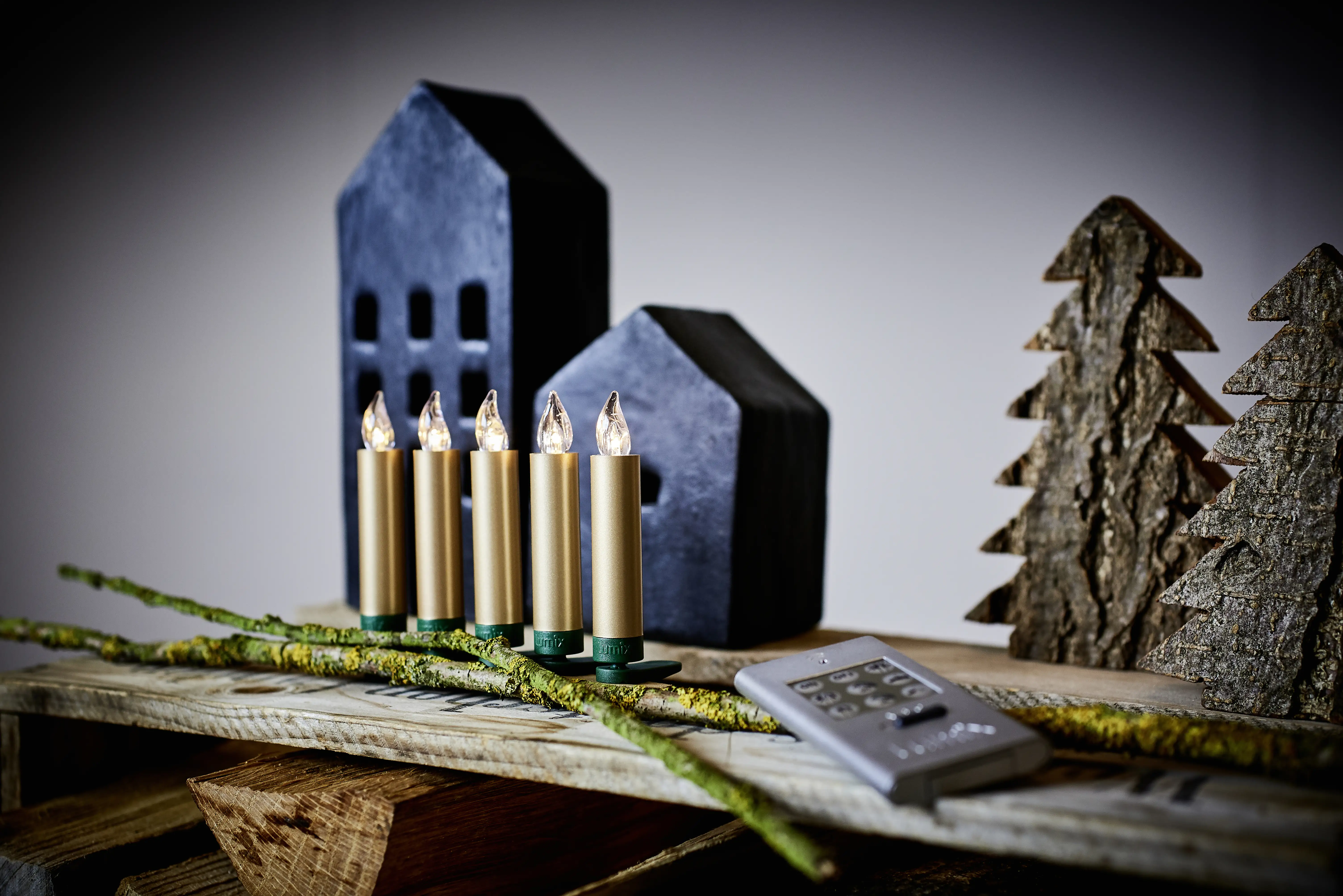 Krinner Lumix Superlight Mini Erweiterungsset, 6 LED Kerzen, gold