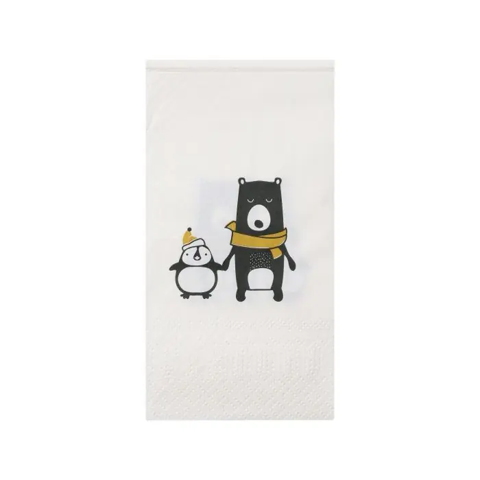Eglo Servietten Pinguin & Bär Belbari weiß/schwarz 16 x 8 cm - 20er Pack