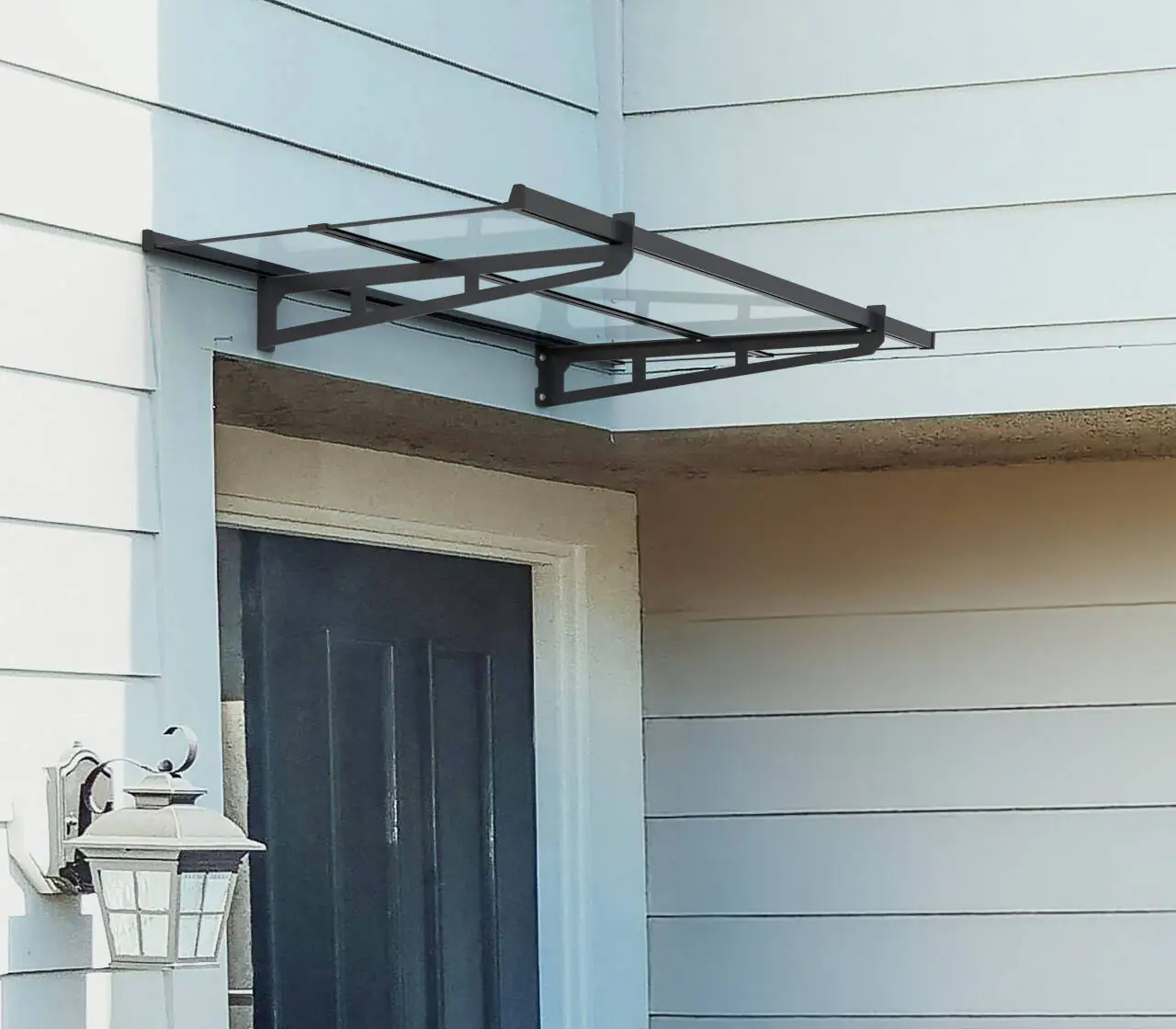 Primaster Vordach Lille 140 x 90 cm anthrazitgrau mit Polycarbonat-Abdeckung 
