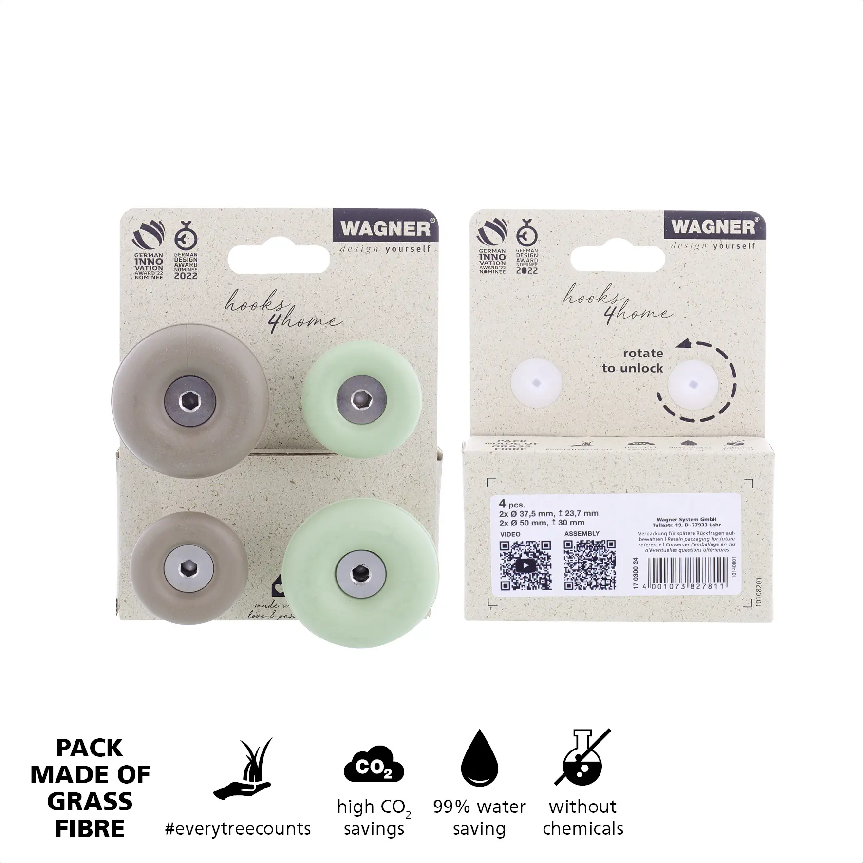 Wagner Wandhaken-Set hooks4home Dot Tragkraft bis 2 kg Kunststoff grün taupe 4 Stück Wagner Wandhaken-Set hooks4home Dot Tragkraft bis 2 kg Kunststoff grün taupe 4 Stück