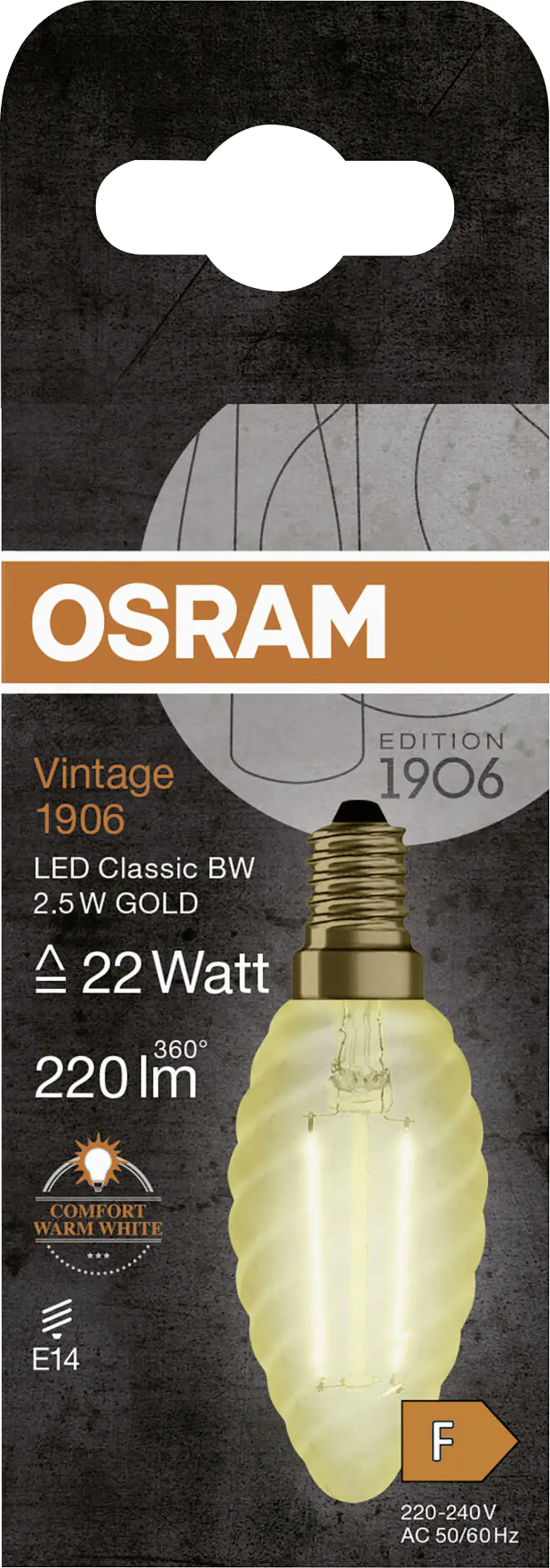 Osram LED Kerzenlampe geriffelt E14 2,5 W warmweiß amber