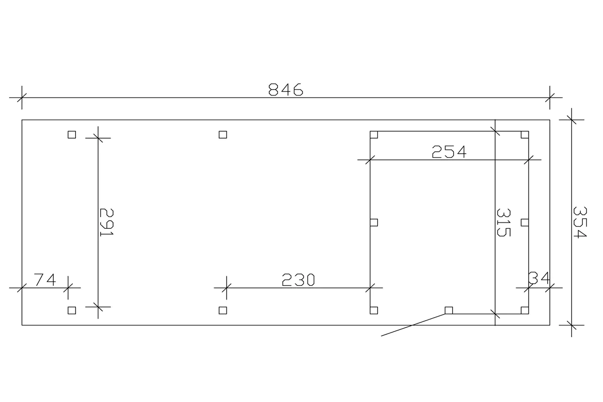 SKAN HOLZ Carport Emsland 354 x 846 cm mit Aluminiumdach mit Abstellraum