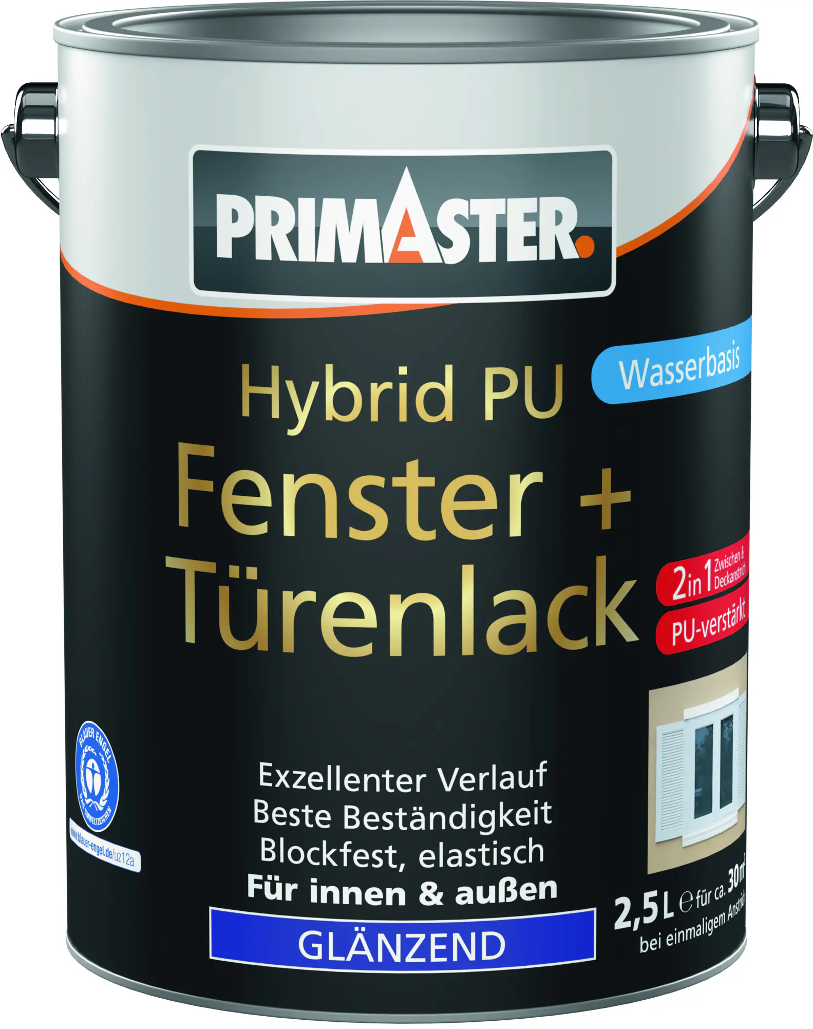 Primaster Hybrid PU-Fenster + Türenlack 2,5 L weiß glänzend