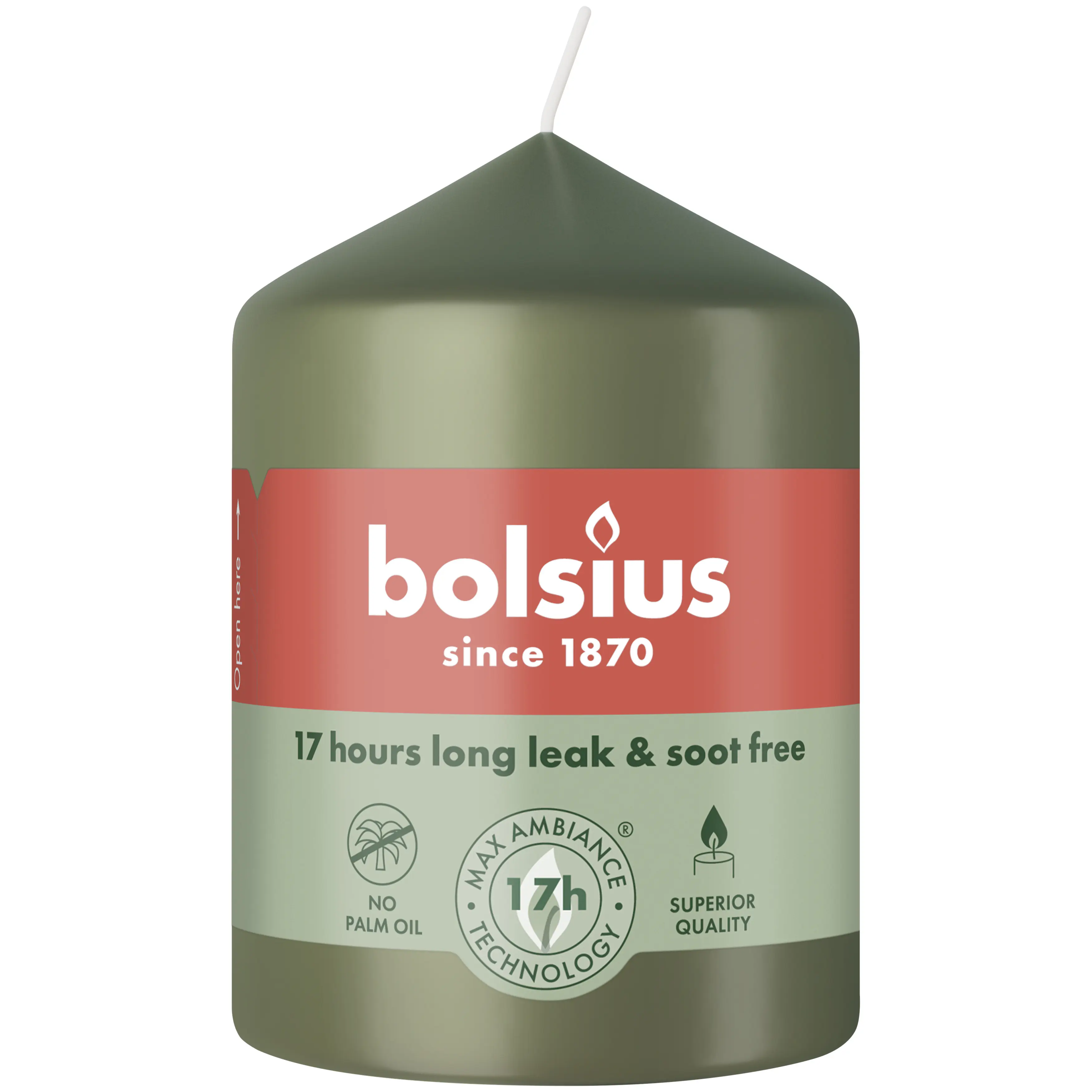 Bolsius Stumpenkerze olive 8 cm Ø 5,8 cm 