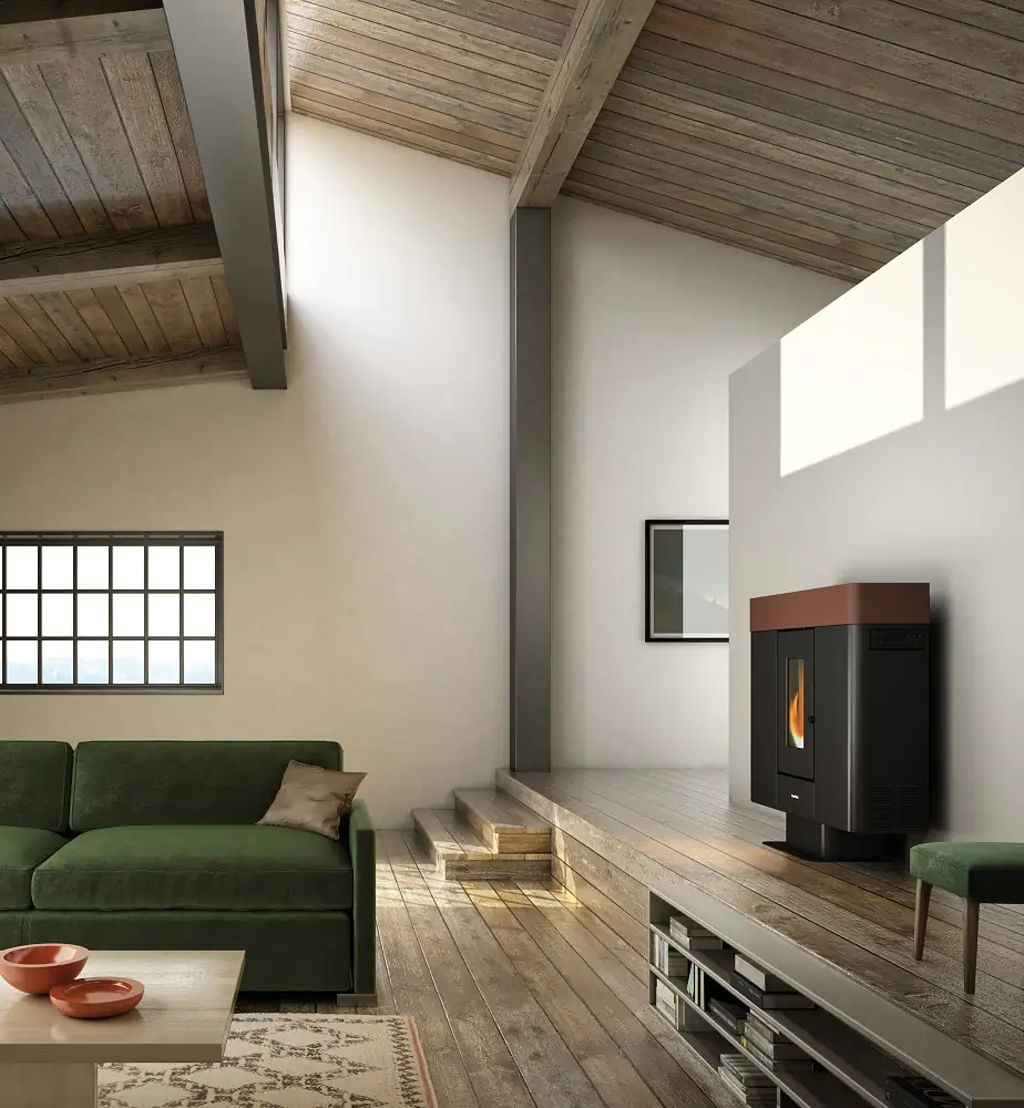 FreePoint Pelletofen MOON Stahl10 kWschwarz-braun