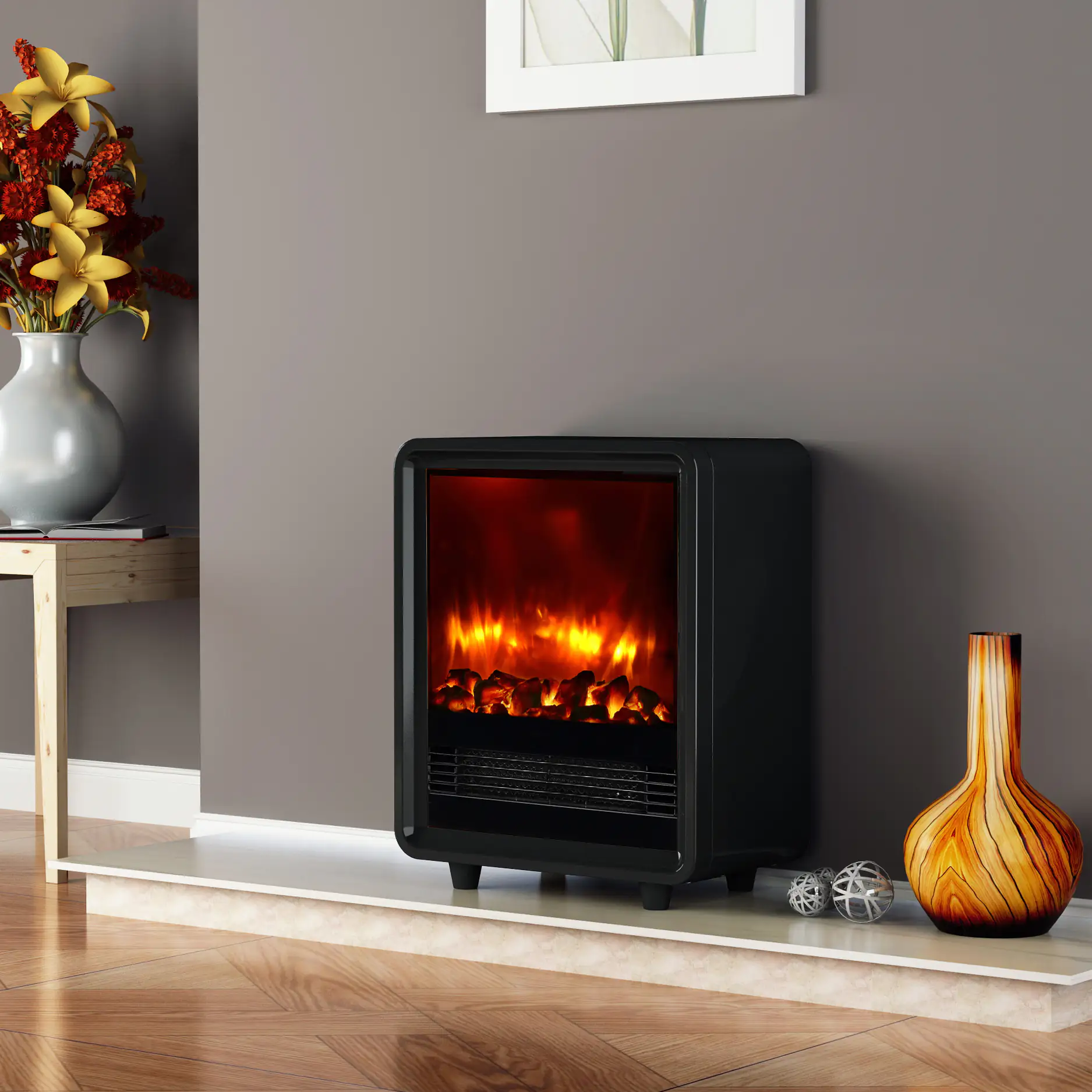 BALDERIA Elektrokamin schwarz George 1000/2000 Watt 37,5 x 17,5 cm