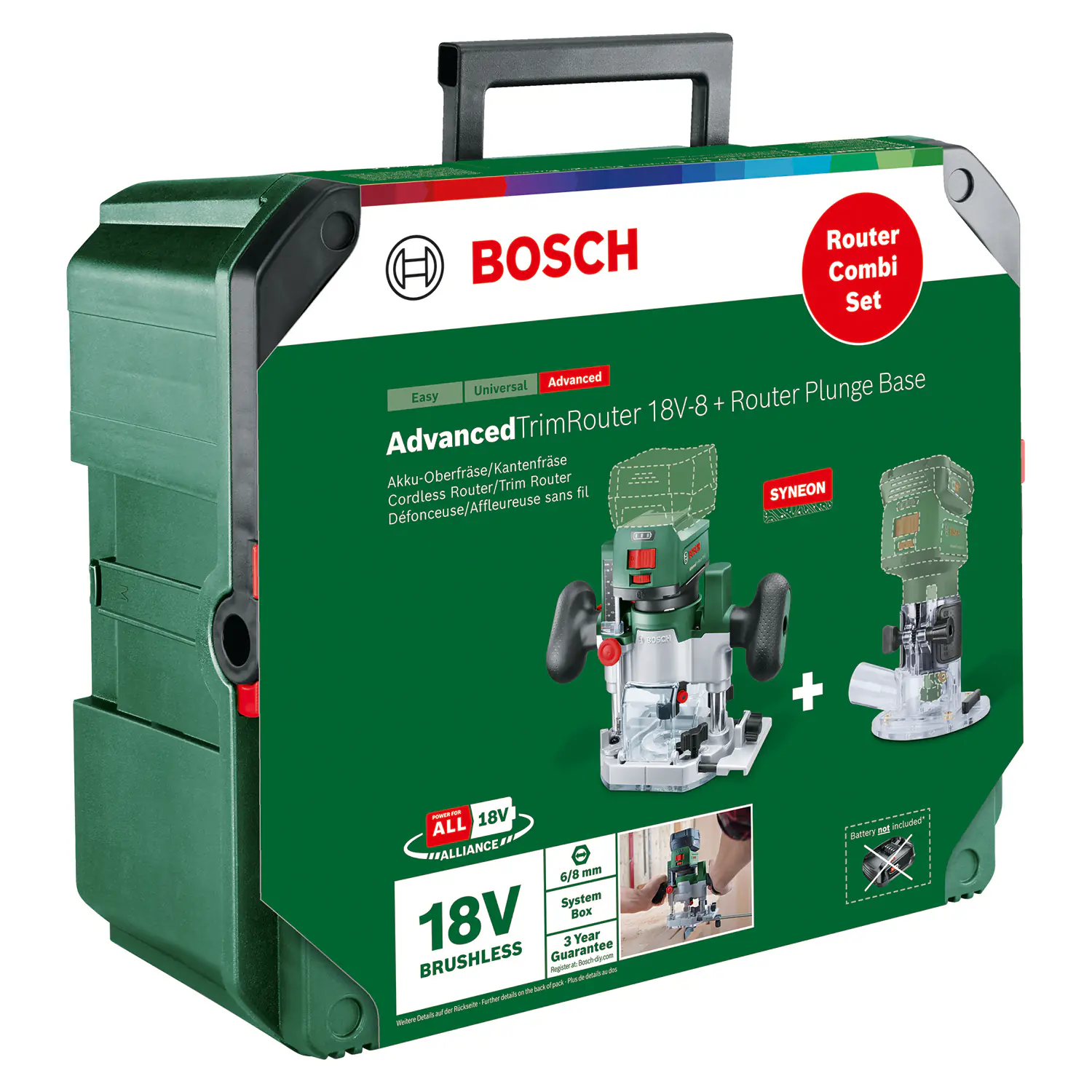Bosch Akku-Oberfräse Router Combi Set 18V Solo Bosch Akku-Oberfräse Router Combi Set 18V Solo