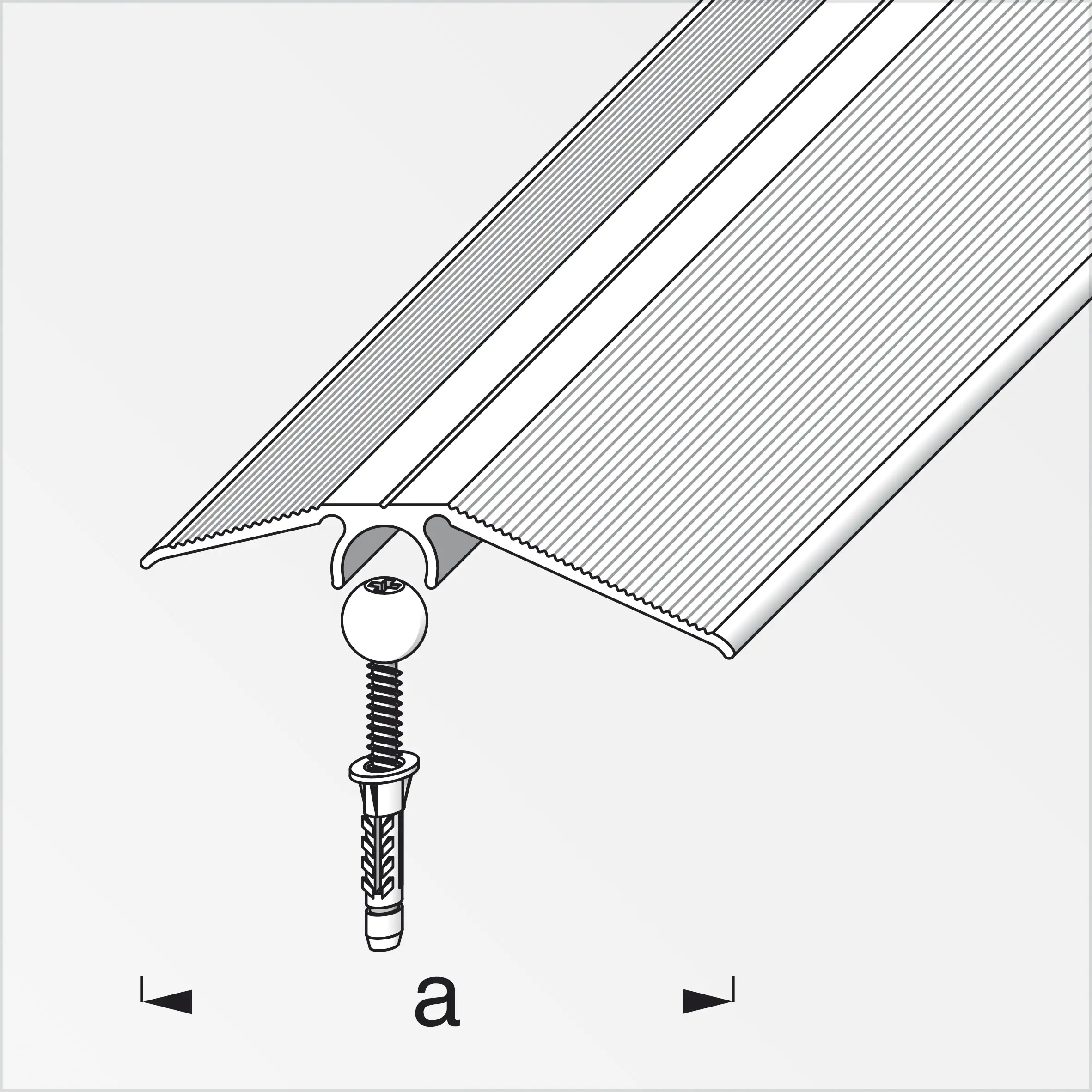 alfer Niveauausgleichs-Profil + Dübel-System 0.9 m, 56 mm, Alu, silber