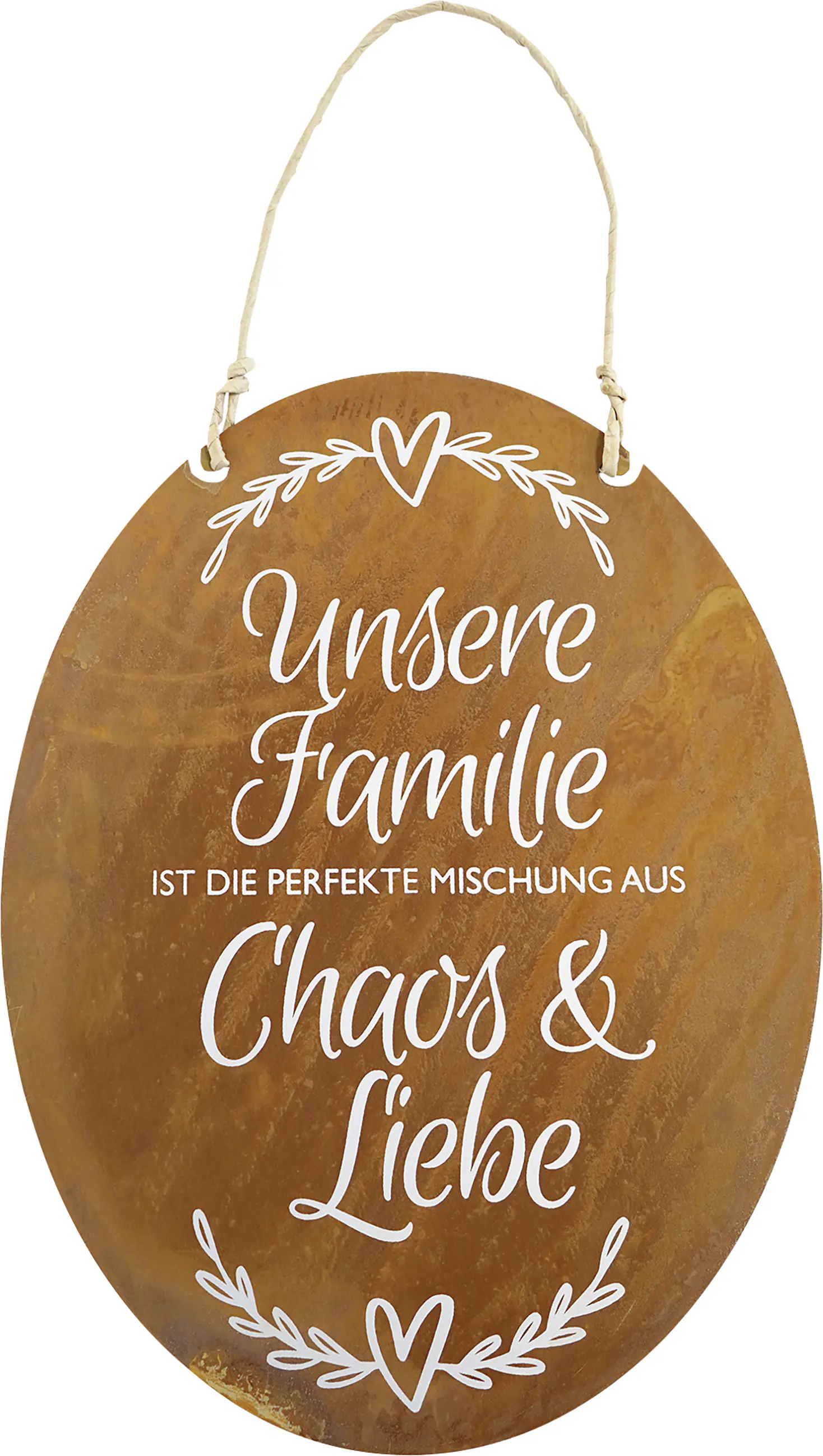 Badeko Dekotafel Chaos und Liebe 40 cm rostbraun