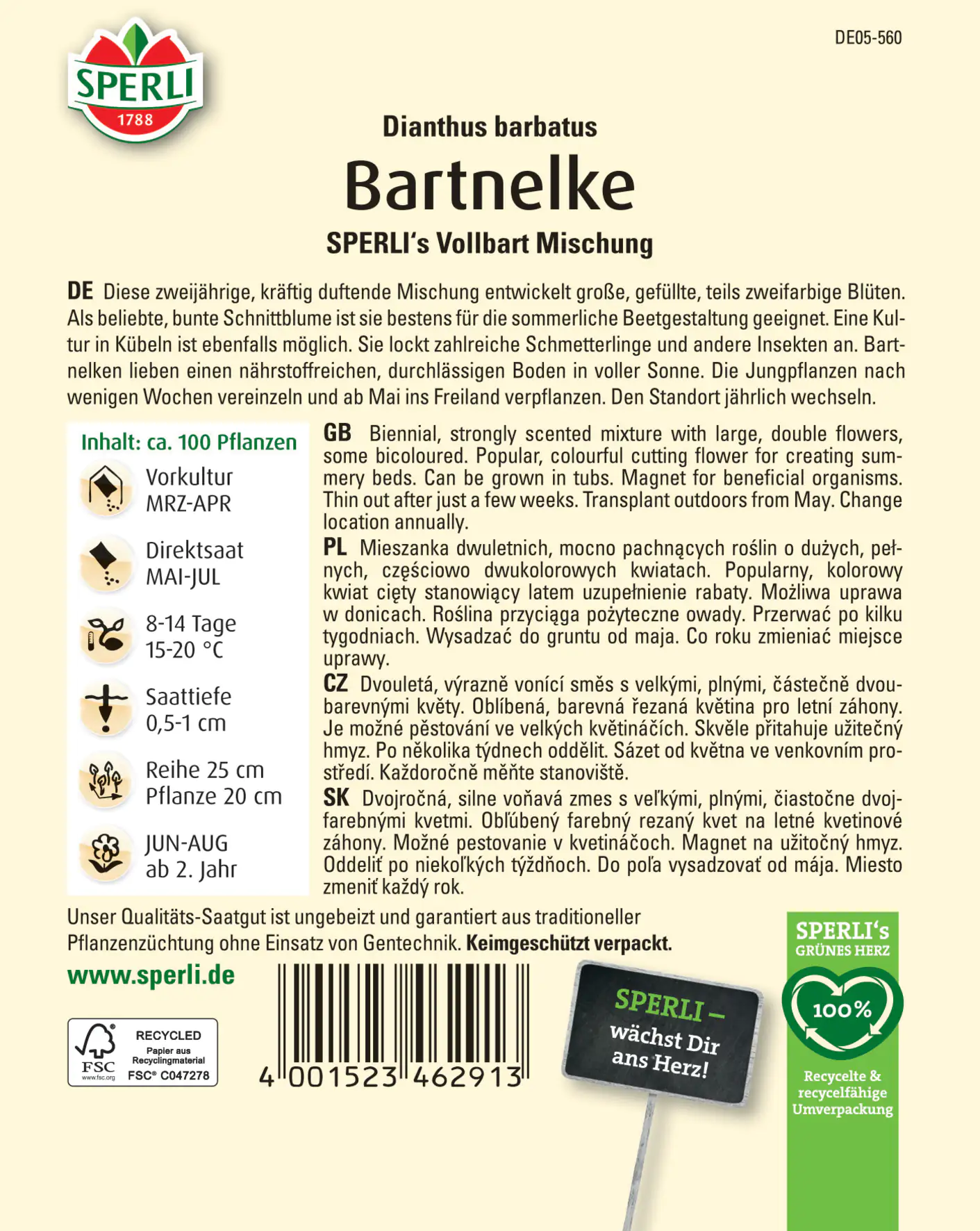 Sperli Bartnelke SPERLI's Vollbart Mischung