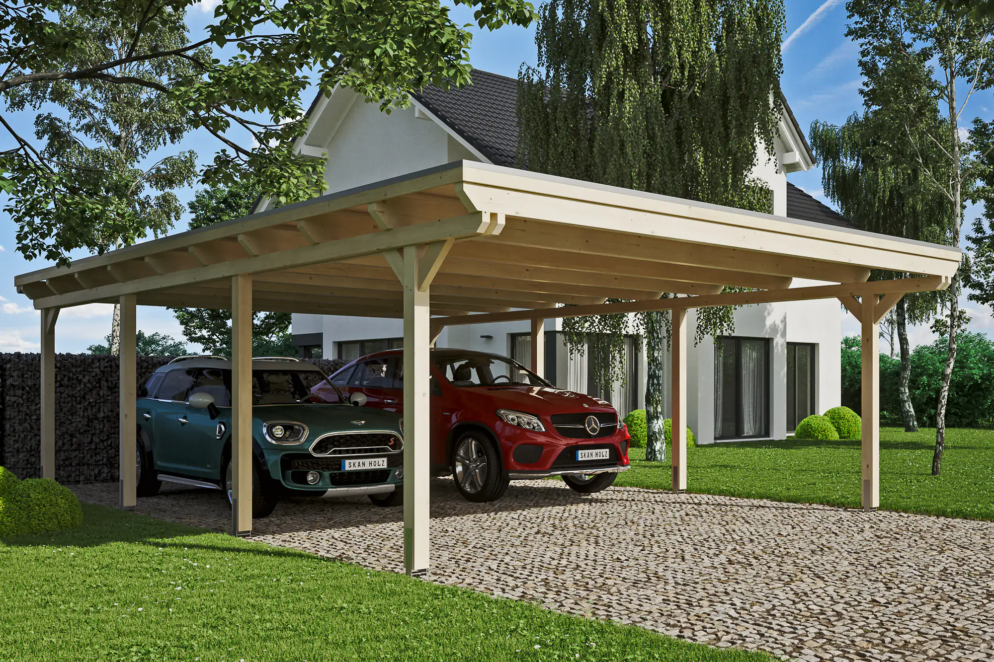 4018211023080 SKAN HOLZ Carport Emsland 613 x 846 cm mit EPDM-Dach, natur