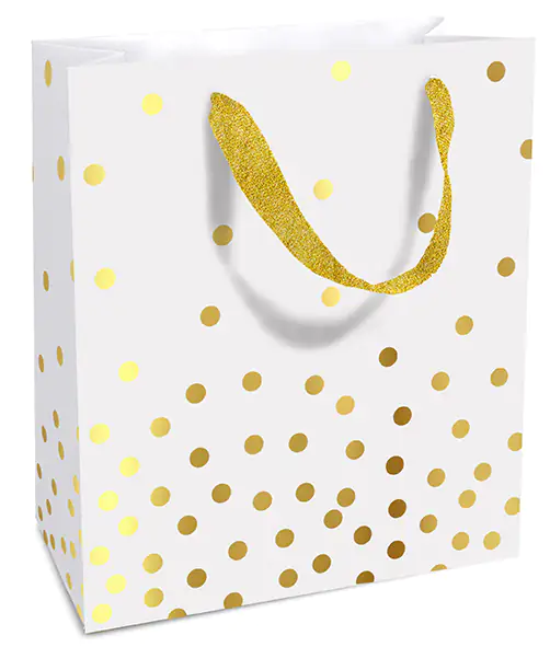 4014995287113 Braun & Company Geschenktragetasche Golden Dots weiß 18 x 21 x 8 cm