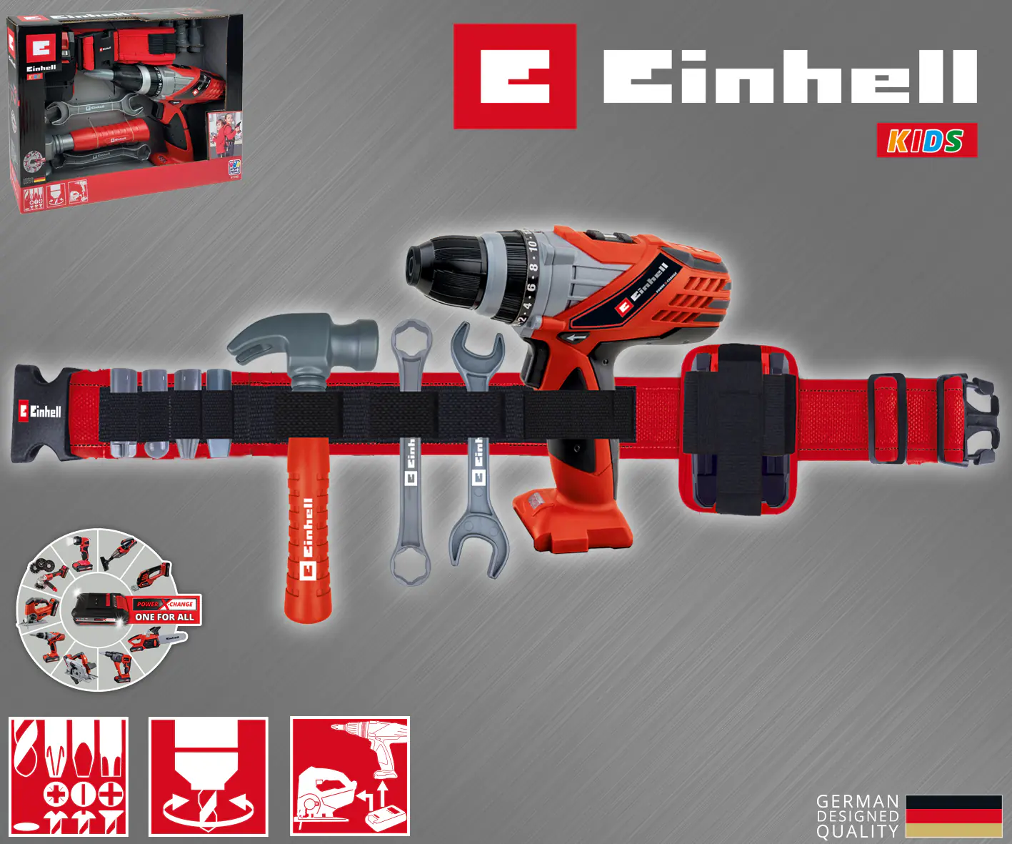 Einhell Kids Kinder-Werkzeuggürtel 9-teilig