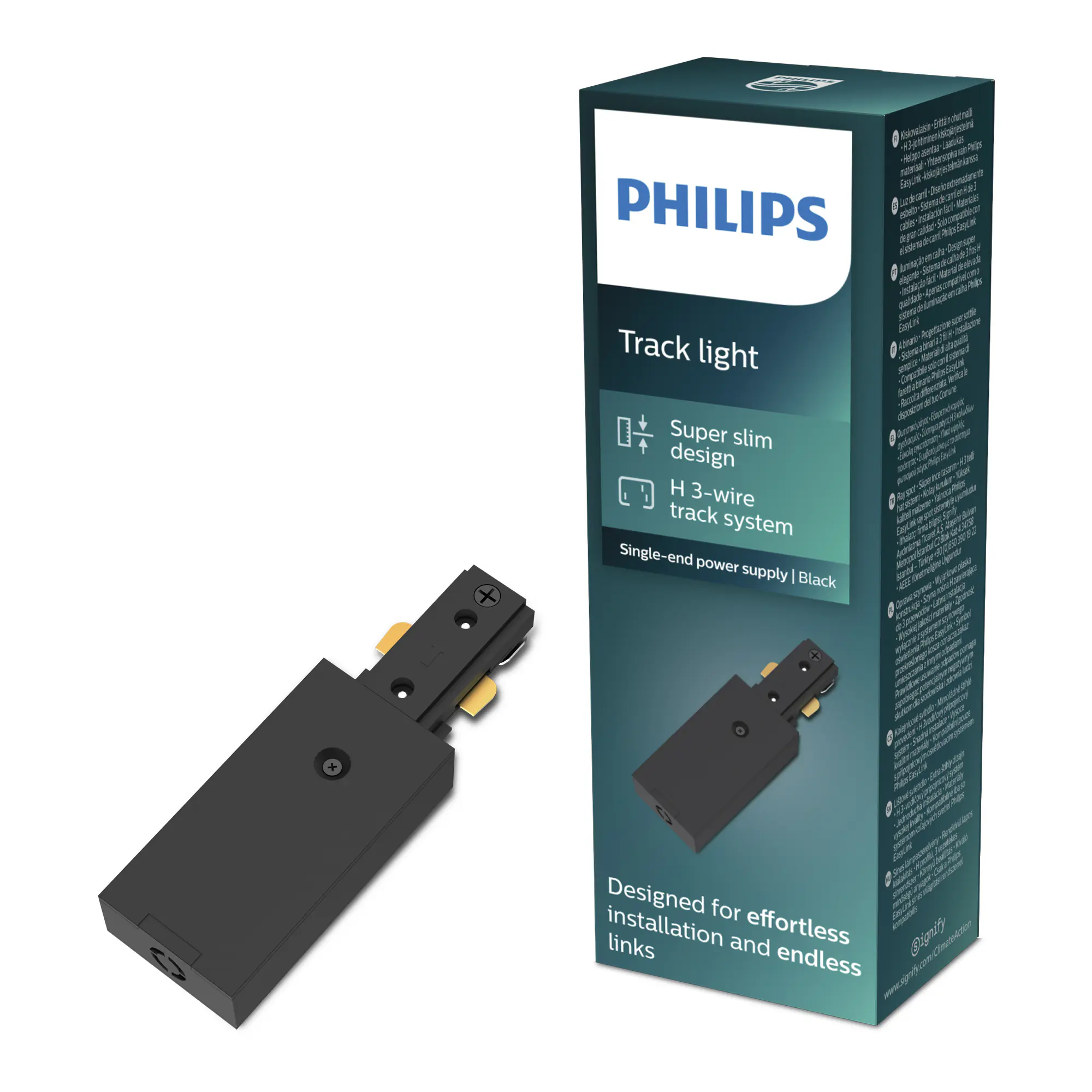 Philips EasyLink Stromverbinder für Schienenleuchte einseitig schwarz