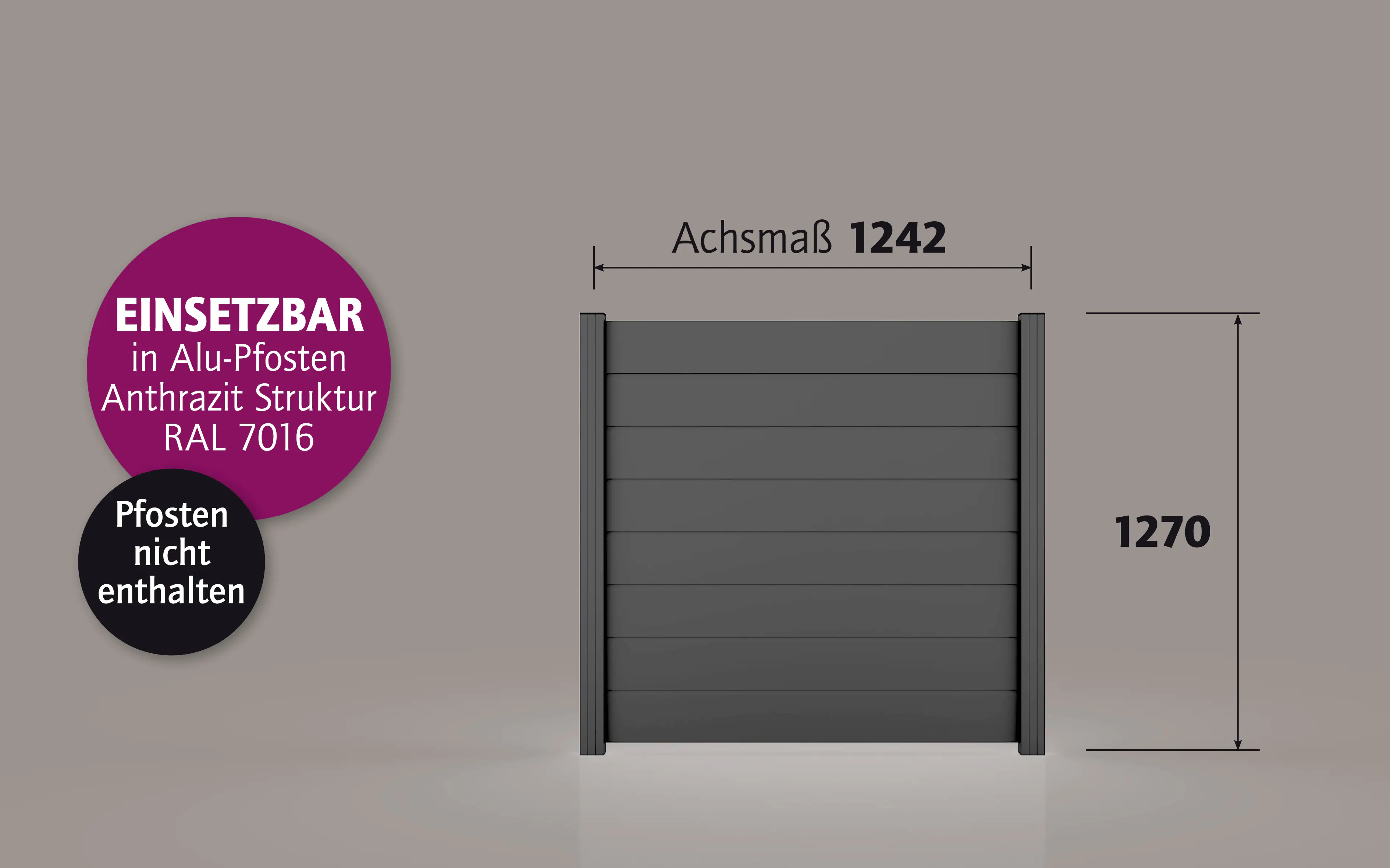 Ambiente Alu-Zaun Paneel 150 B x H: 120 cm x 120 cm, 22 mm stark Ambiente Alu-Zaun Paneel 150 B x H: 120 cm x 120 cm, 22 mm stark
