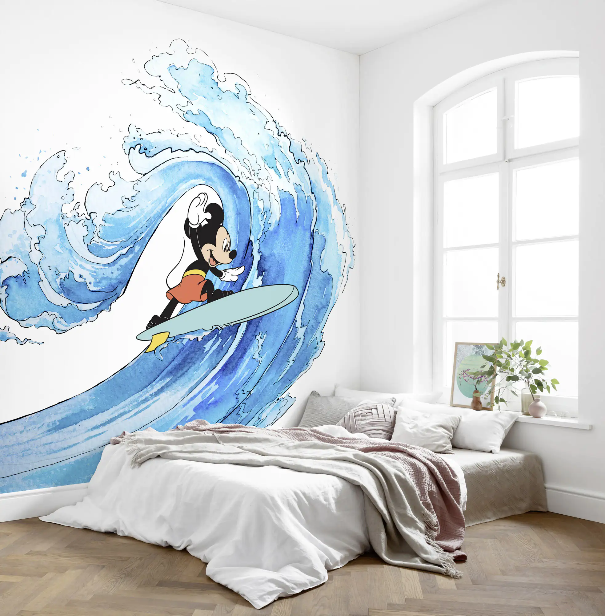 4055065410079_2865826 Komar Vlies Fototapete Mickey Surfing 300 x 280 cm