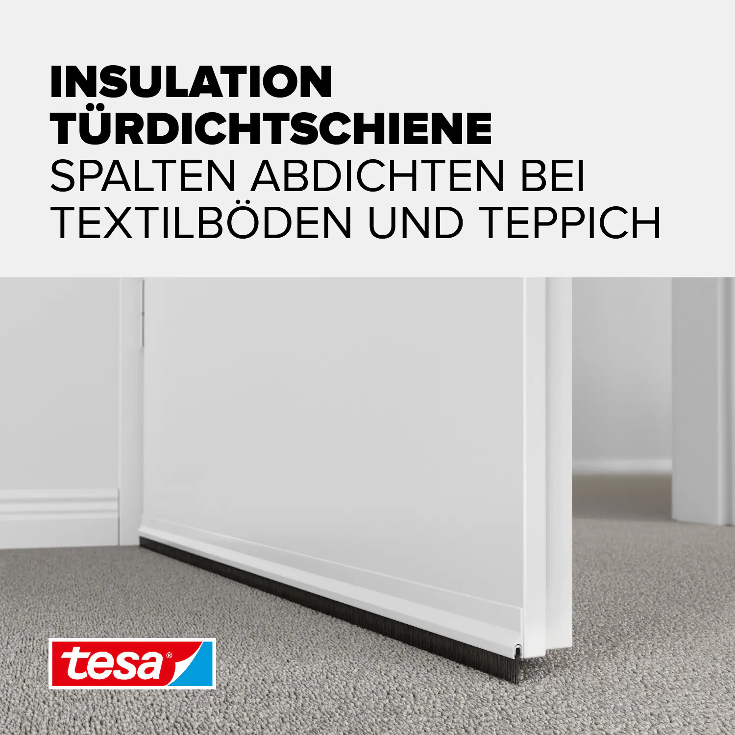 tesa Moll Türdichtschiene weiß, für Textilböden, für Spalten bis 15 mm
