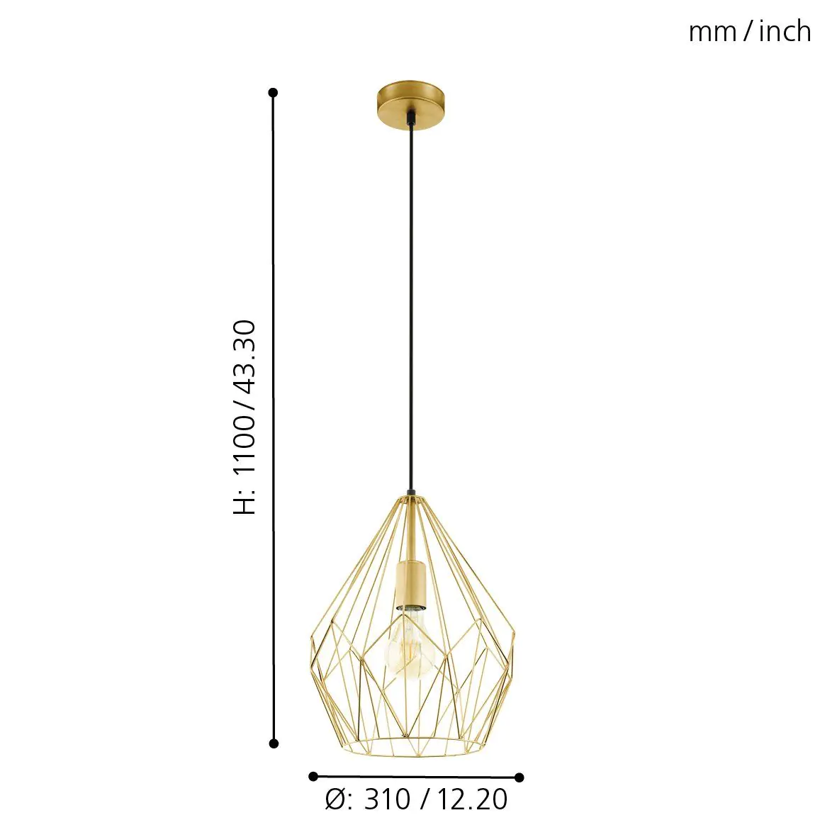 Eglo Pendelleuchte Carlton gold Ø 31 cm E27 Eglo Pendelleuchte Carlton gold Ø 31 cm E27