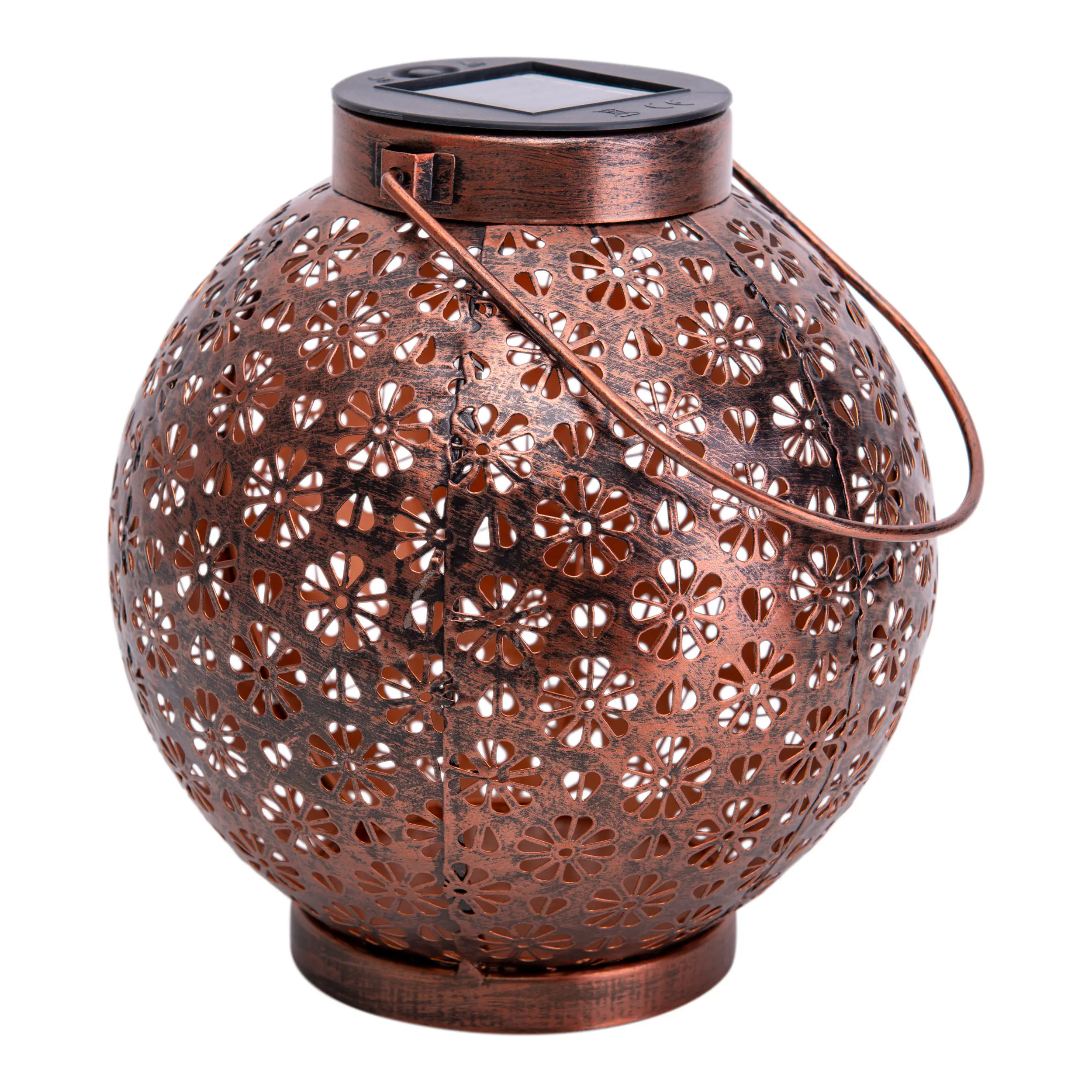 Näve Solar-Gartenleuchte LED mit Dämmerungssensor Blumenmuster 19 cm bronze