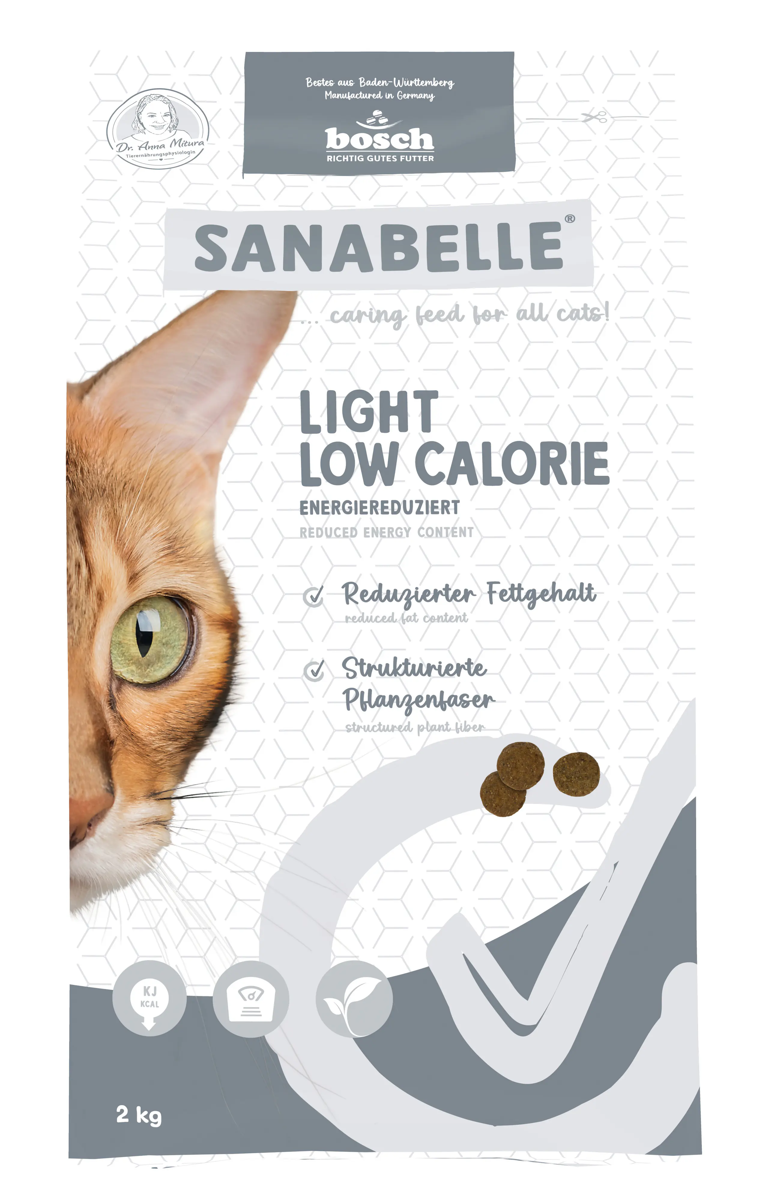 Sanabelle Katzentrockenfutter Adult Light Low Calorie mit Geflügel für übergewichtige Katzen 2 kg