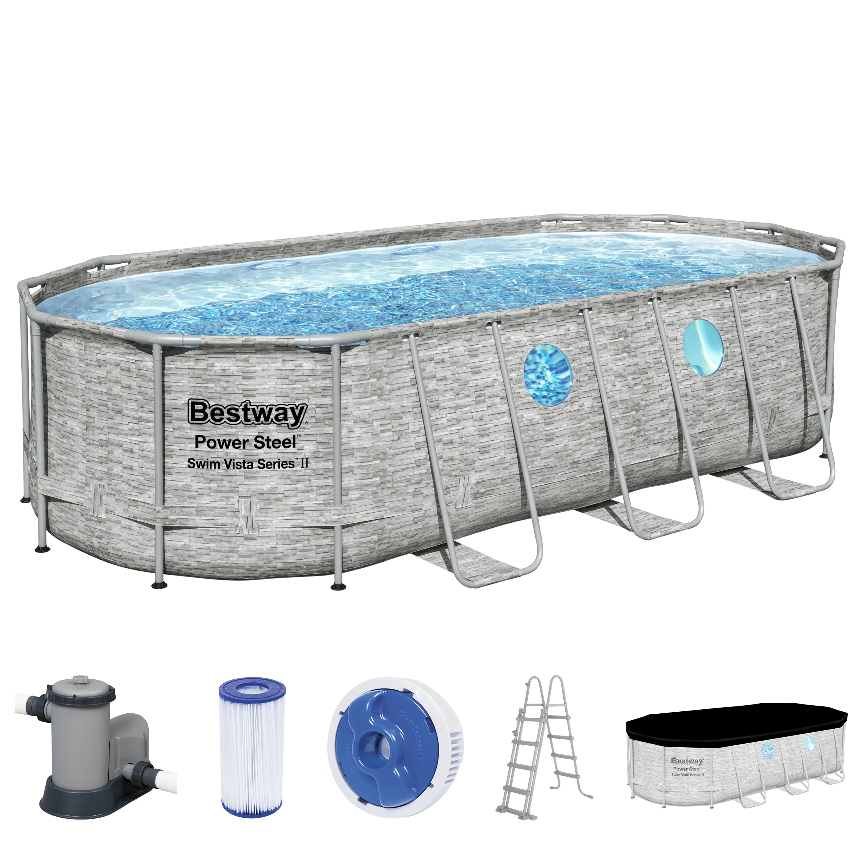 Bestway Power SteelFrame Pool Komplett-Set oval 549 x 274 x 122 cm Bestway Power SteelFrame Pool Komplett-Set oval 549 x 274 x 122 cm