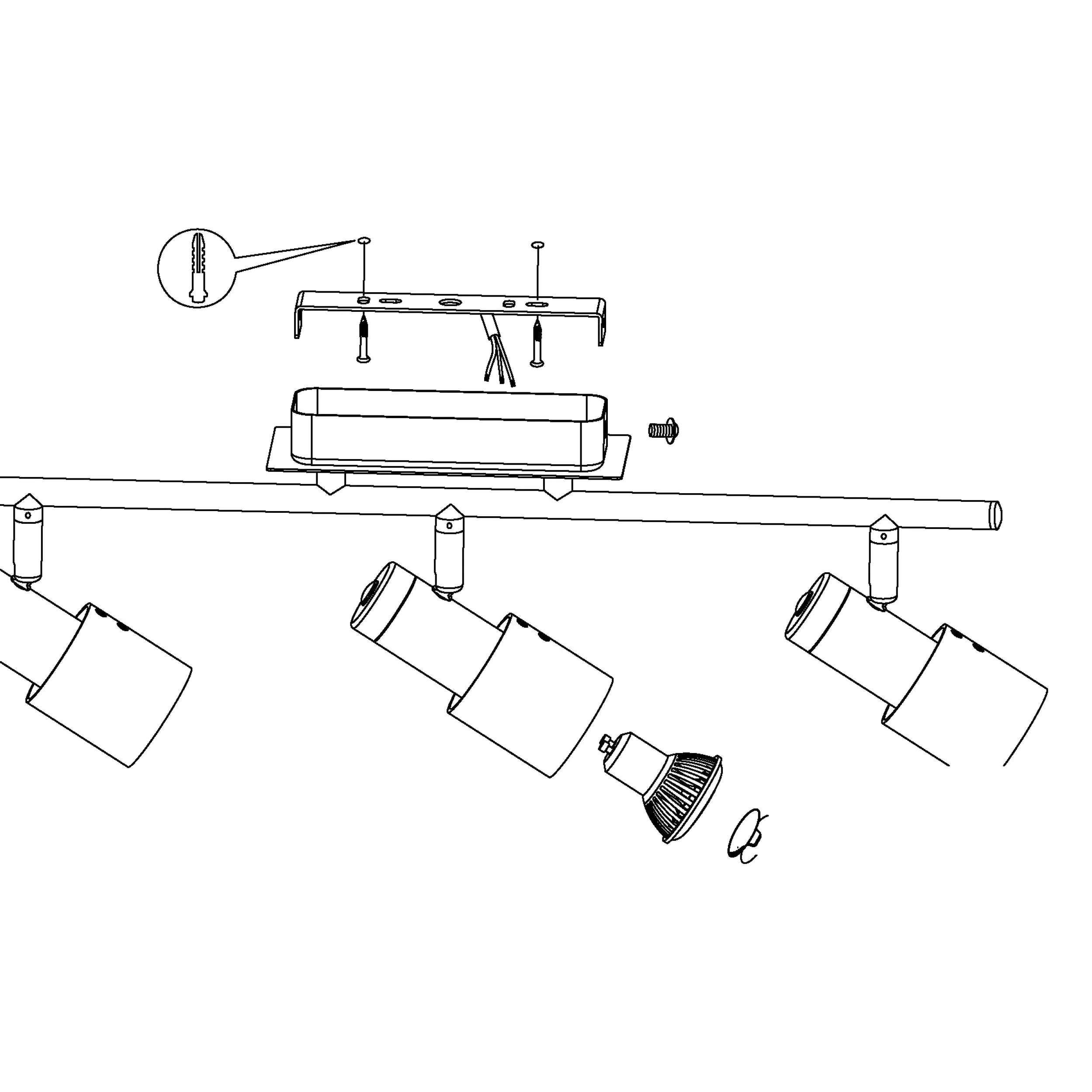 Eglo 3er Spot Davida 1 nickel-nero 58 x 7 cm GU10, warmweiß Eglo 3er Spot Davida 1 nickel-nero 58 x 7 cm GU10, warmweiß