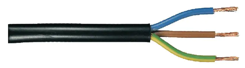 Schlauchleitung H05VV-F 3 x 0,75 - 1 Meter, schwarz