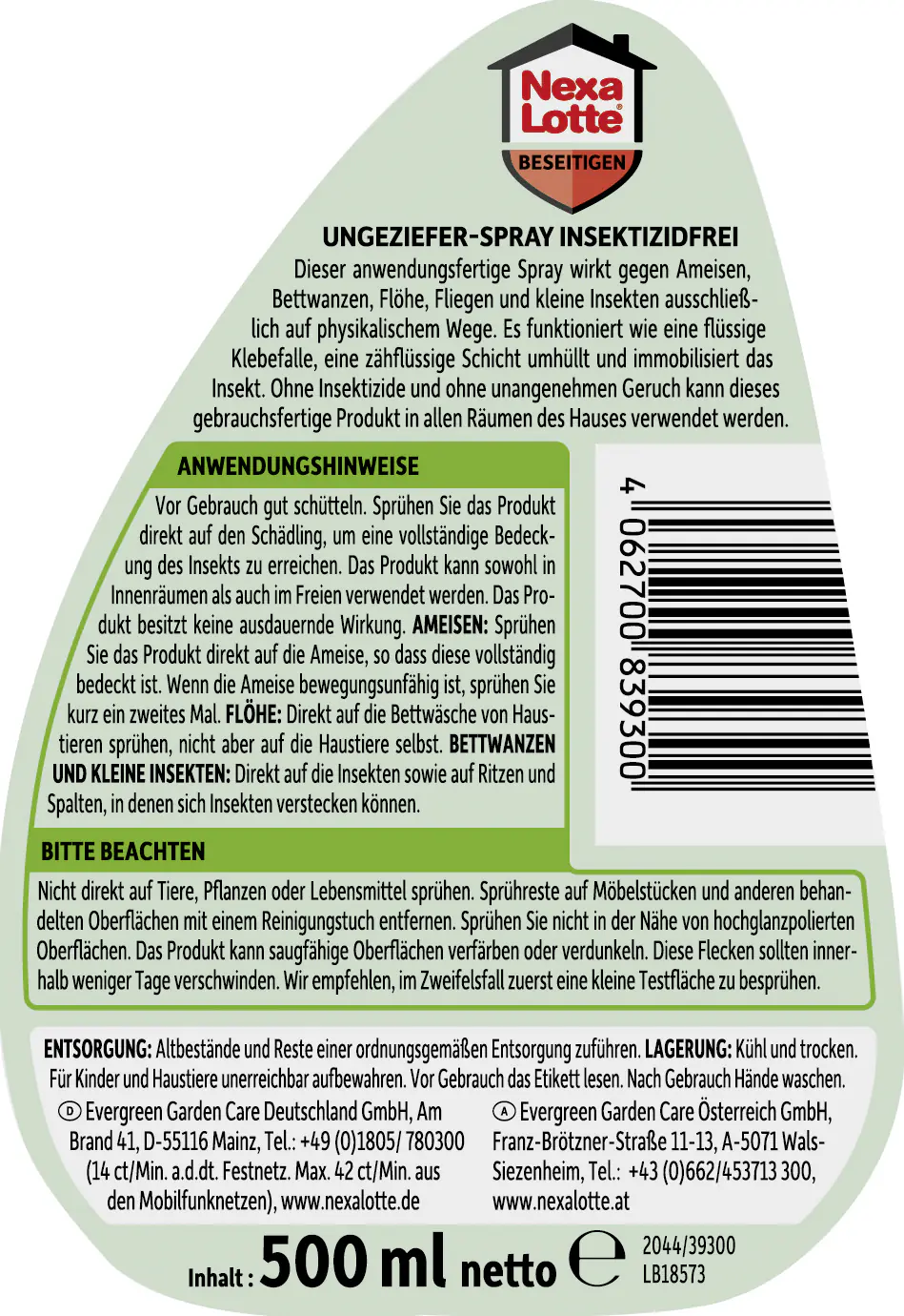 Nexa Lotte Ungezieferspray insektizidfrei 500 ml