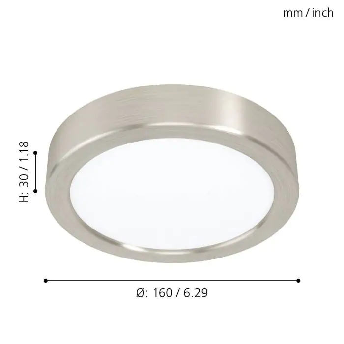Eglo LED Aufbauleuchte Fueva 5 nickel-matt Ø 16 cm warmweiß