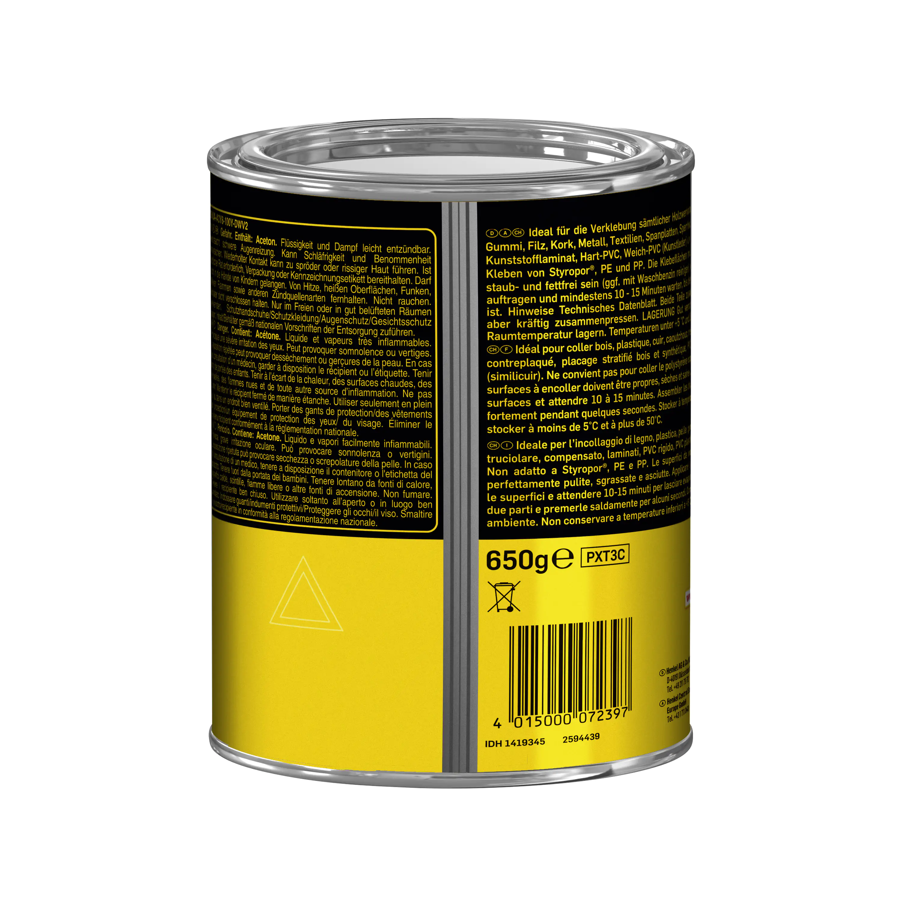 Pattex Kraftkleber Transparent 650 g Dose, transparent