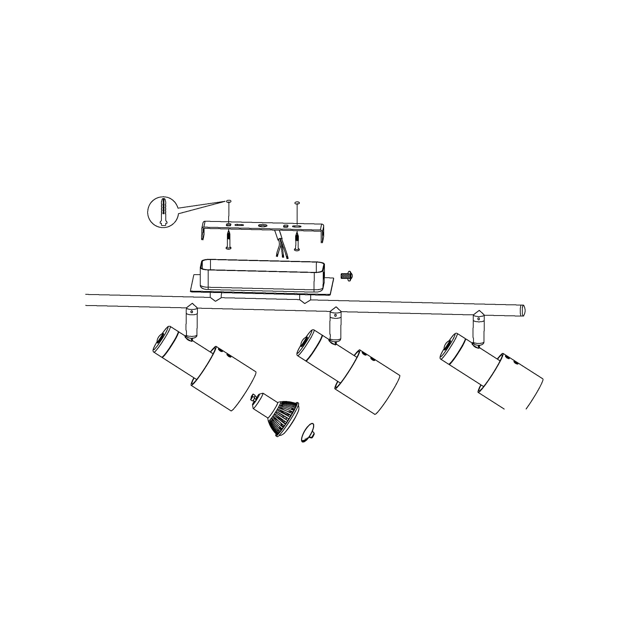 Eglo 4er Spot Davida 1 nickel-nero 78 x 7 cm GU10, warmweiß Eglo 4er Spot Davida 1 nickel-nero 78 x 7 cm GU10, warmweiß