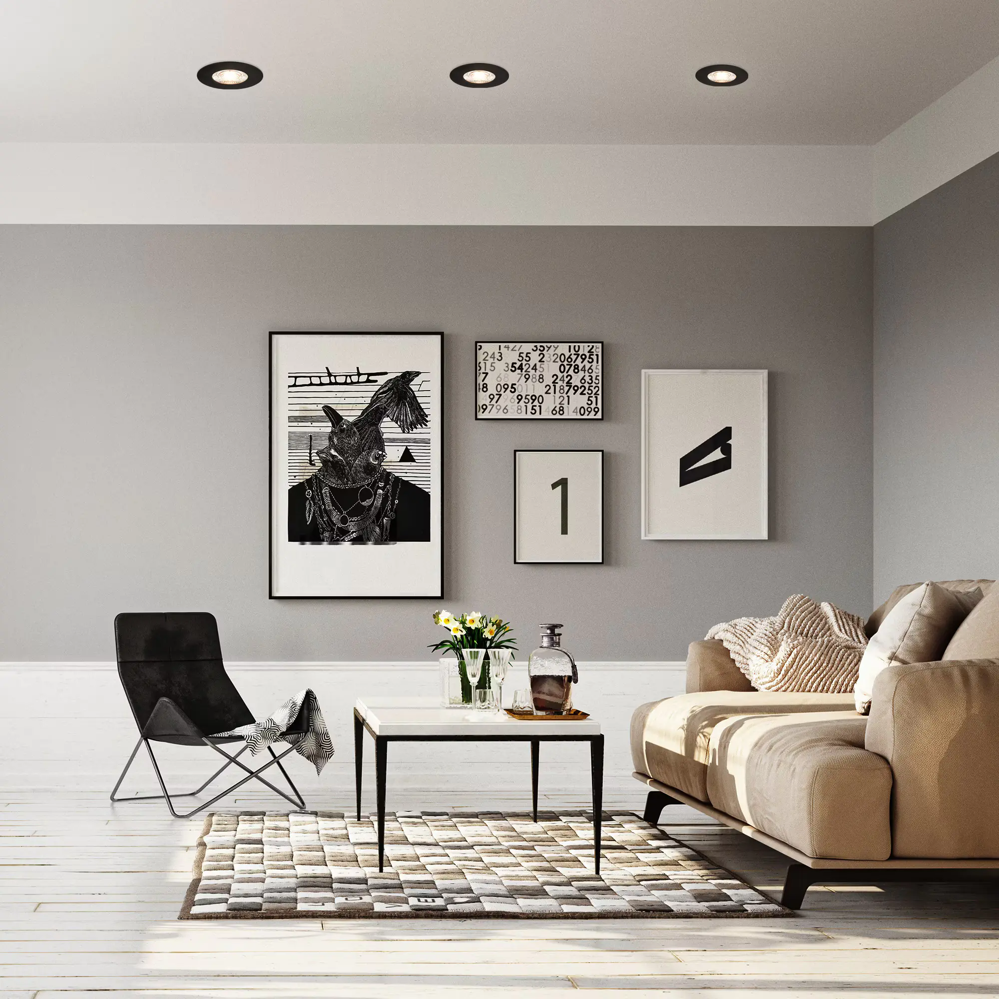 Briloner LED-Einbauleuchten Kulana Mini 3er Set Mini 3,6W 350lm schwarz