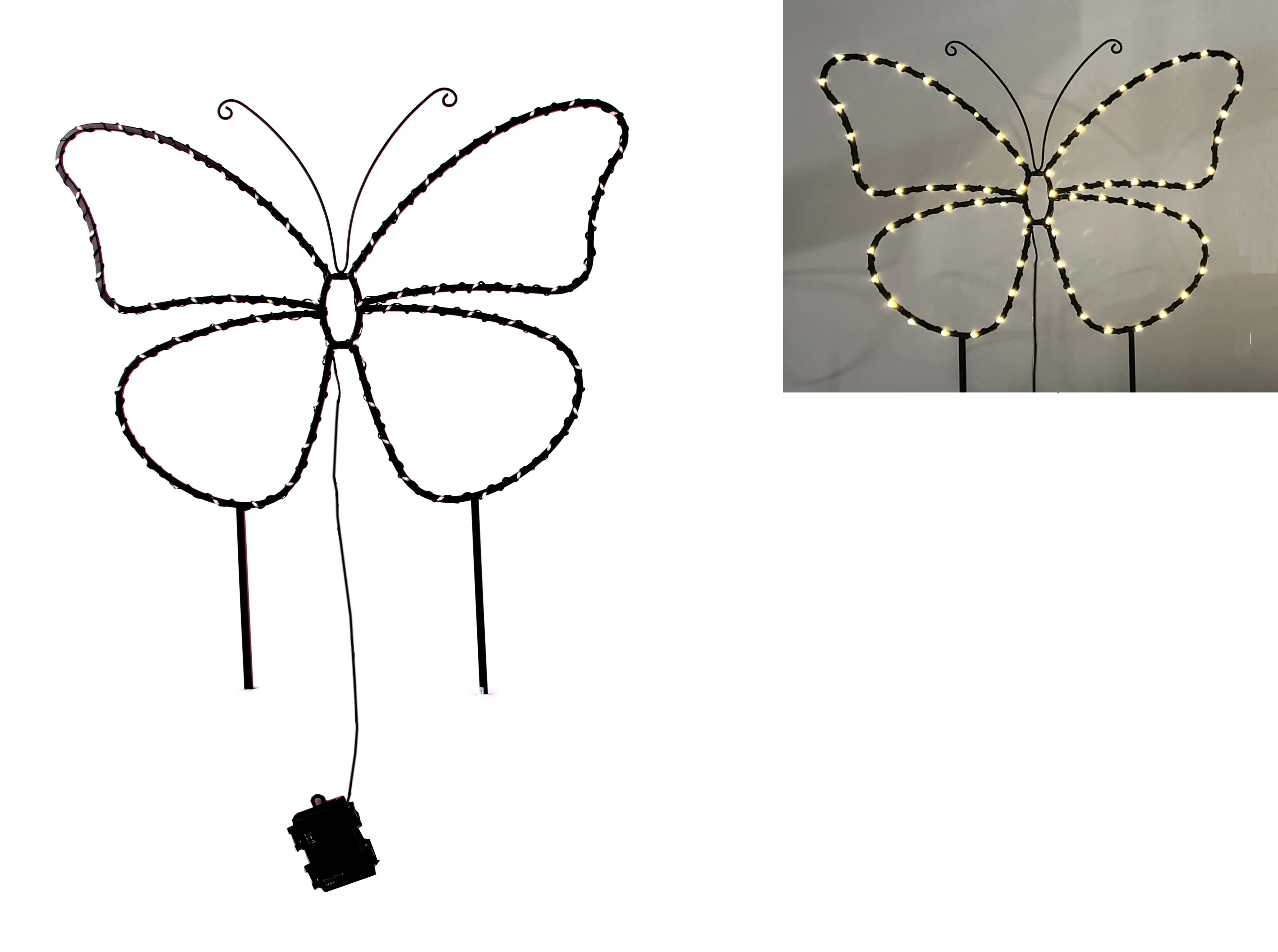 TrendLine LED-Stecker Schmetterling Eisen 67  x 59 cm schwarz warmweiß